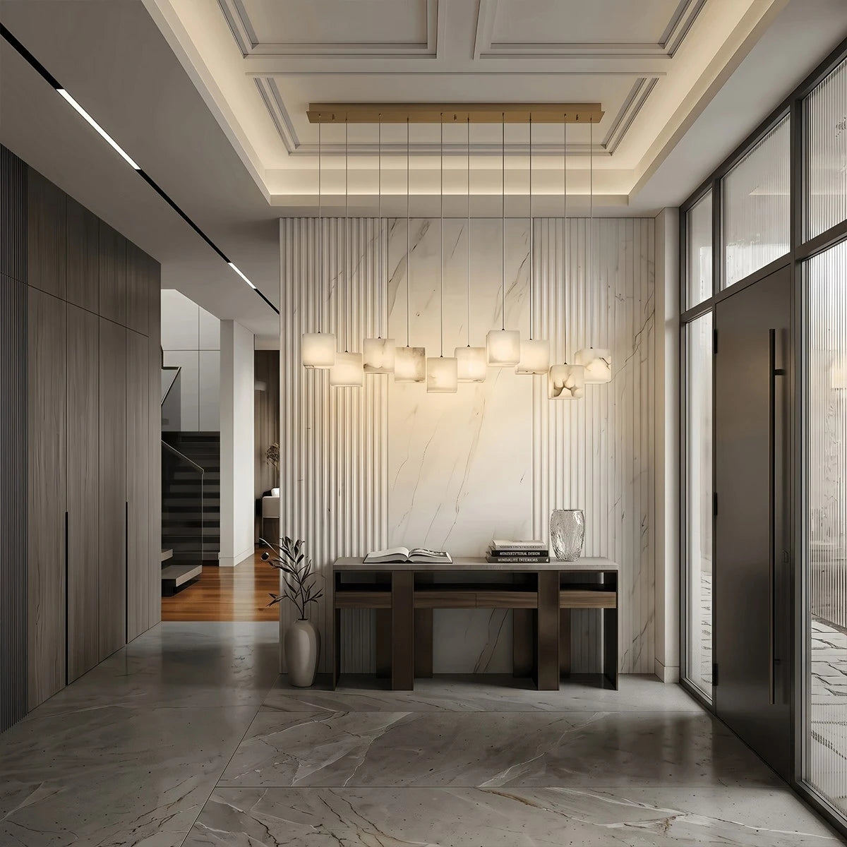 Antizer Modern Cubic Alabaster Pendant Light