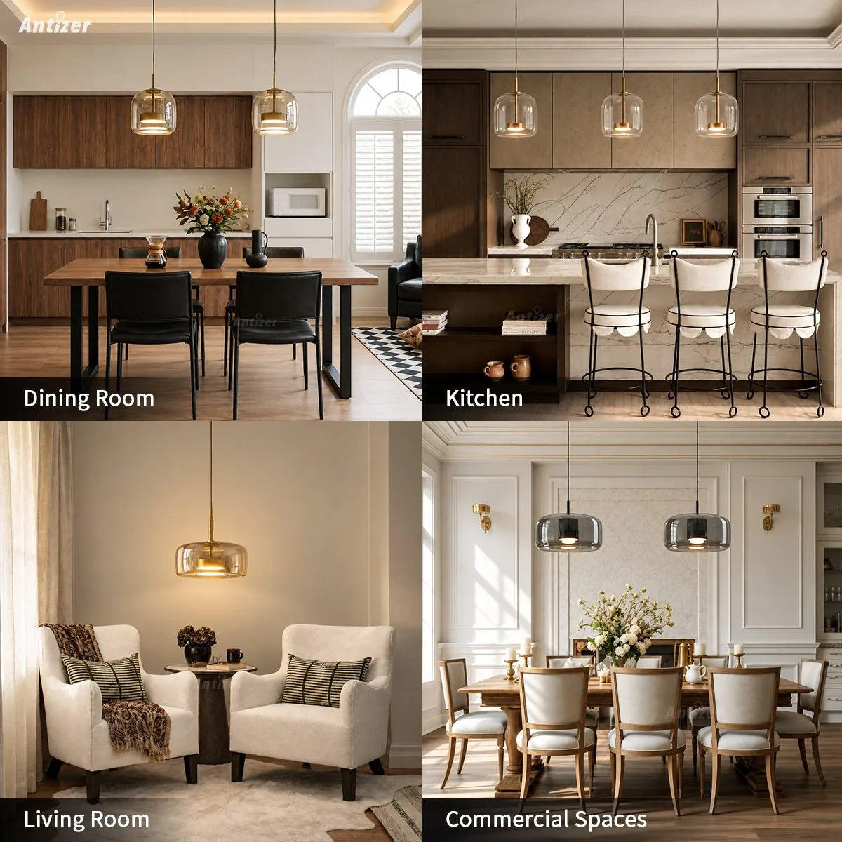 Antizer Modern Glass Pendant Light for Dining Room