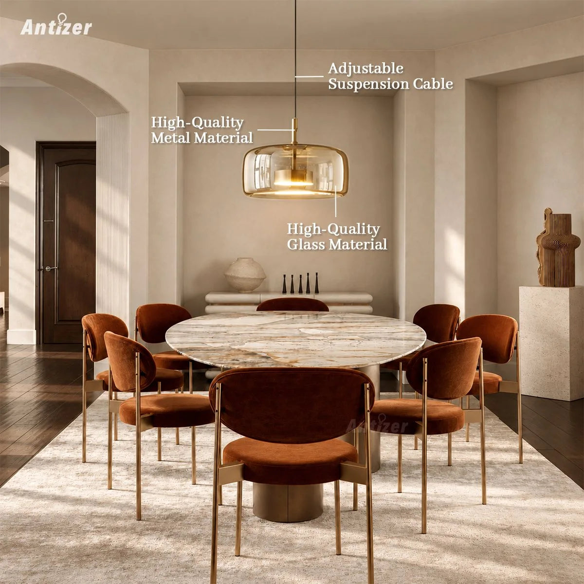 Antizer Modern Glass Pendant Light for Dining Room