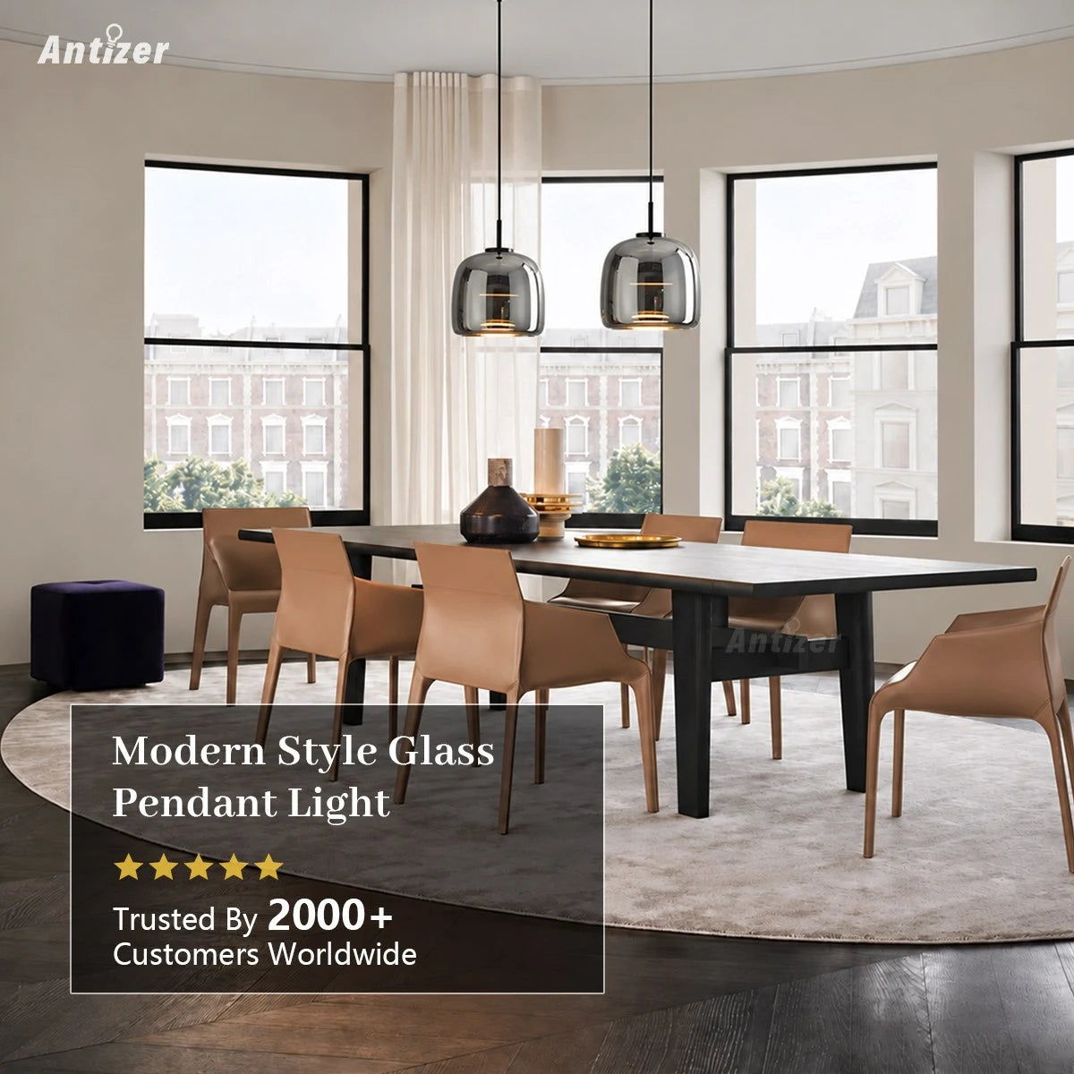 Antizer Modern Glass Pendant Light for Dining Room