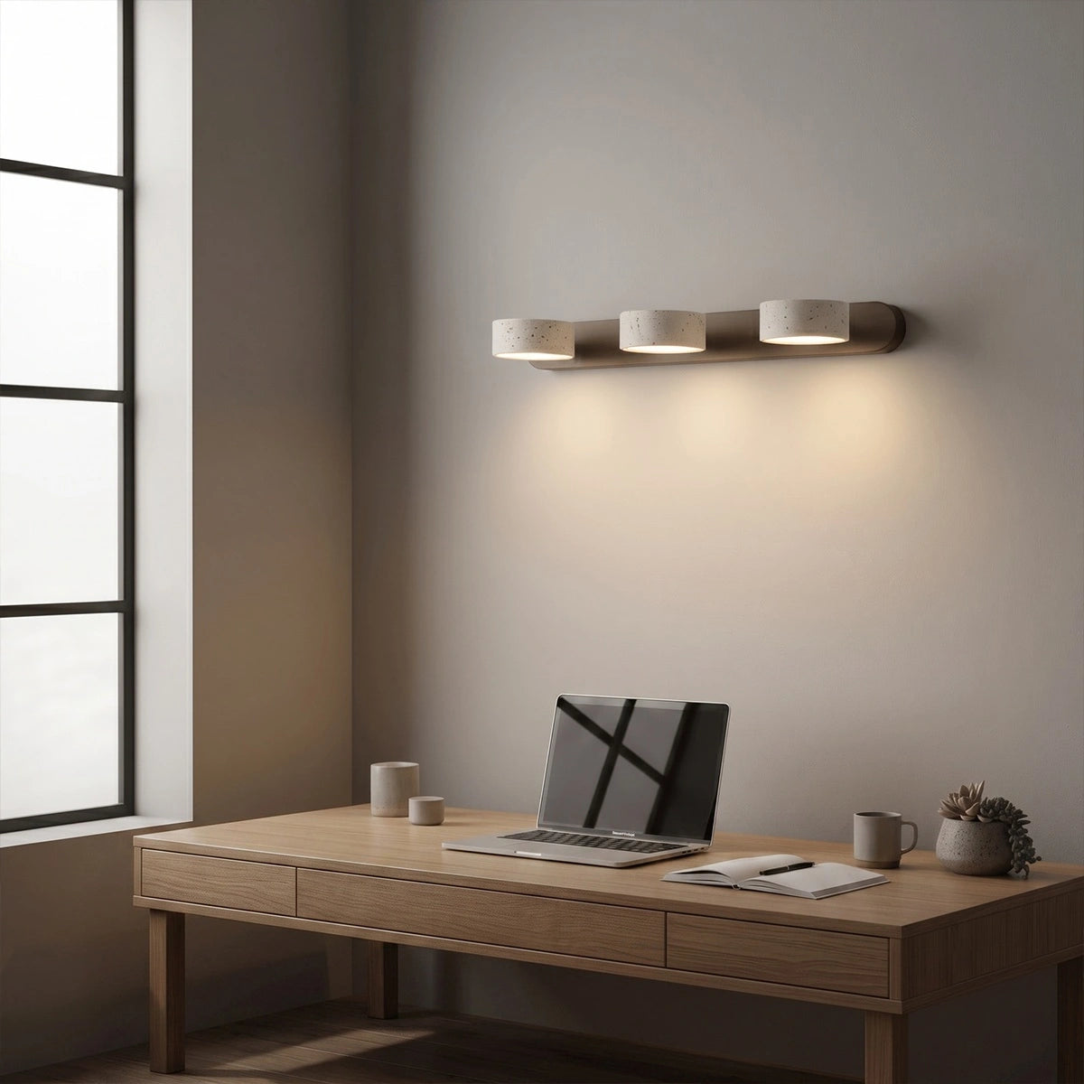 Antizer Modern LED Wood & Stone Travertine Wall Sconce