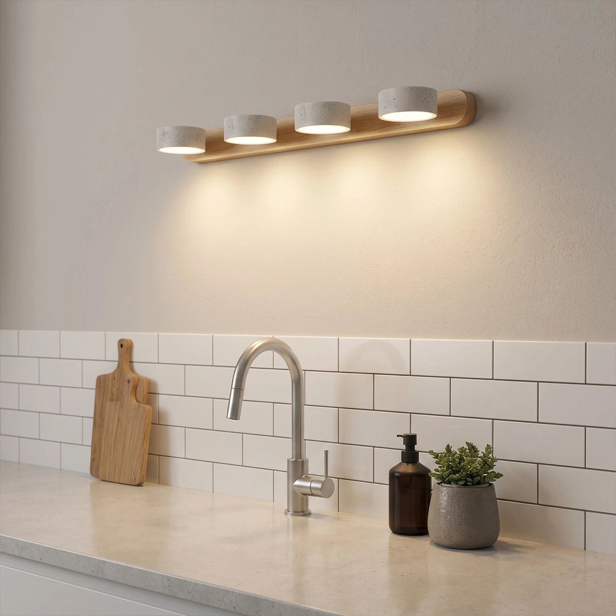 Antizer Modern LED Wood & Stone Travertine Wall Sconce