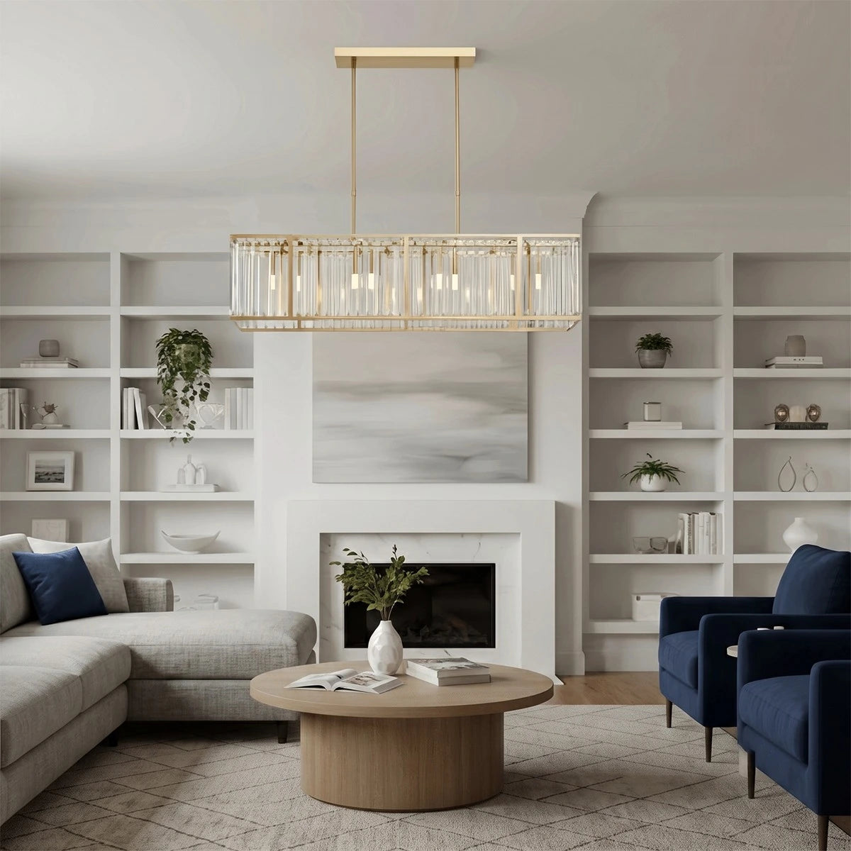 Antizer Modern Luxury Glass Linear Chandelier