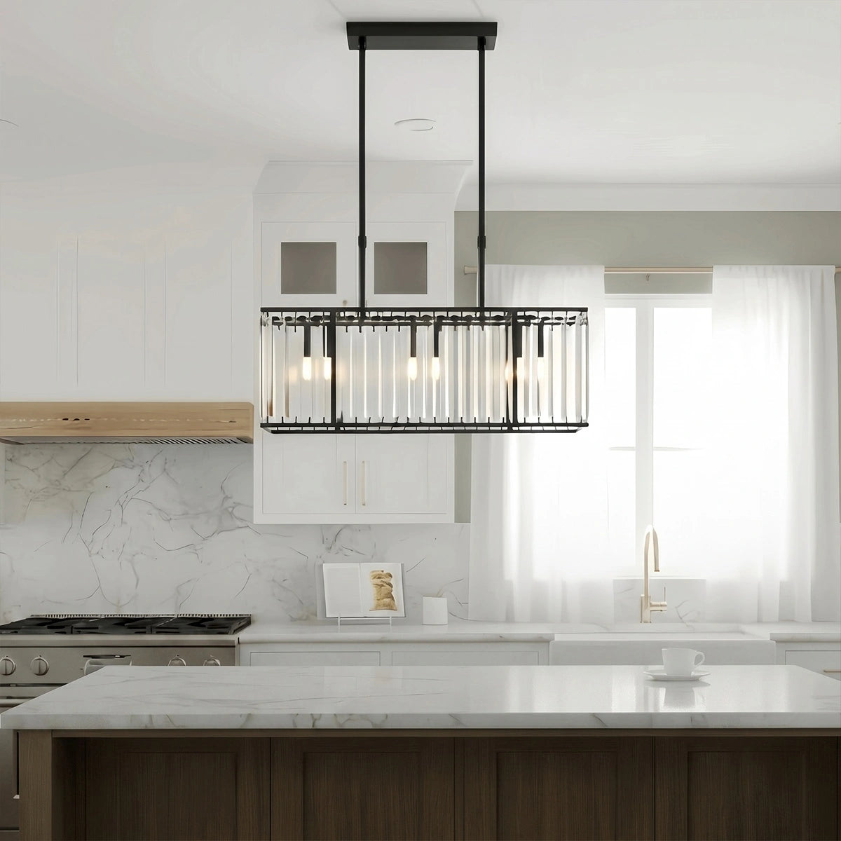 Antizer Modern Luxury Glass Linear Chandelier