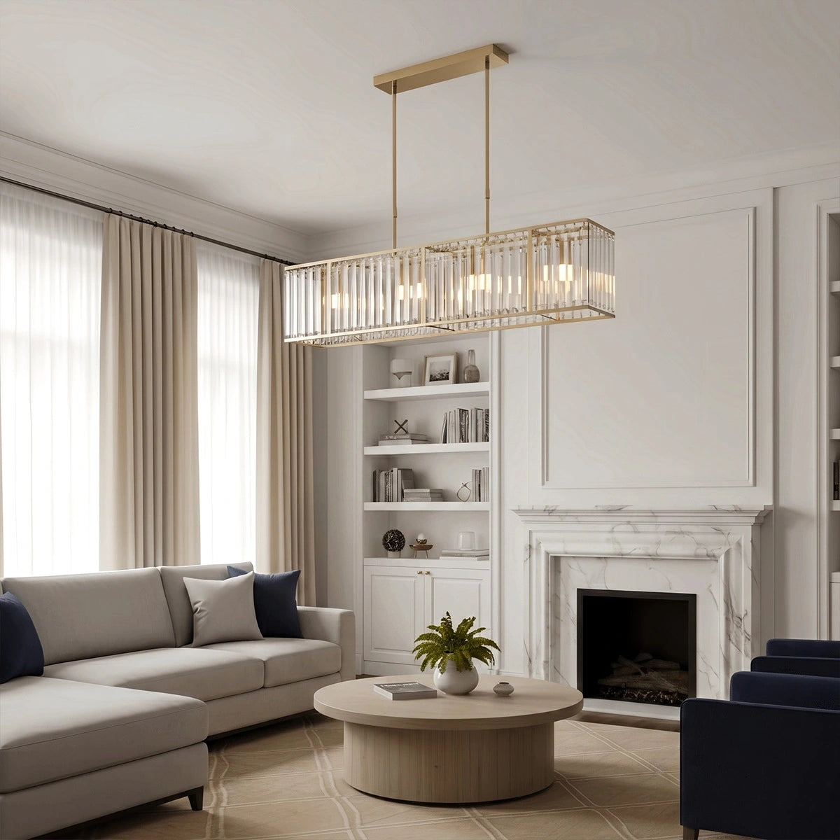 Antizer Modern Luxury Glass Linear Chandelier
