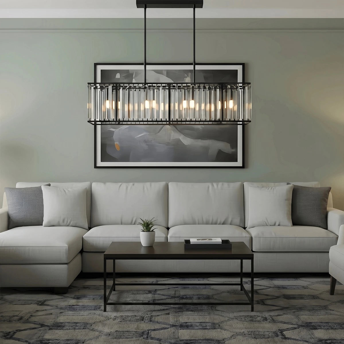 Antizer Modern Luxury Glass Linear Chandelier