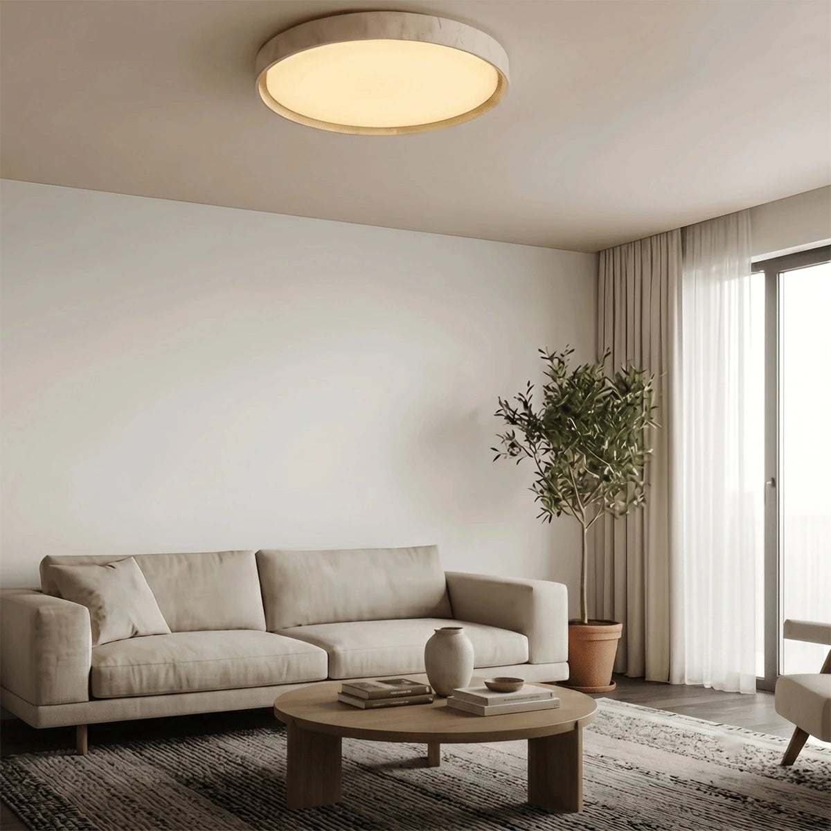 Antizer Modern Minimalist Round Travertine Ceiling Light