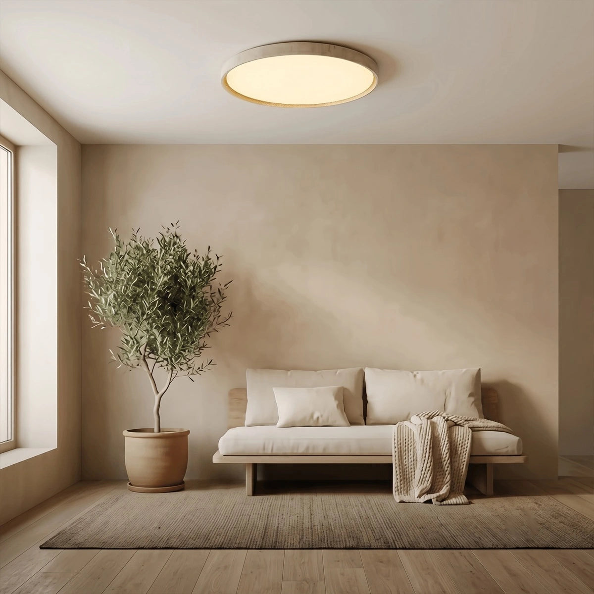 Antizer Modern Minimalist Round Travertine Ceiling Light