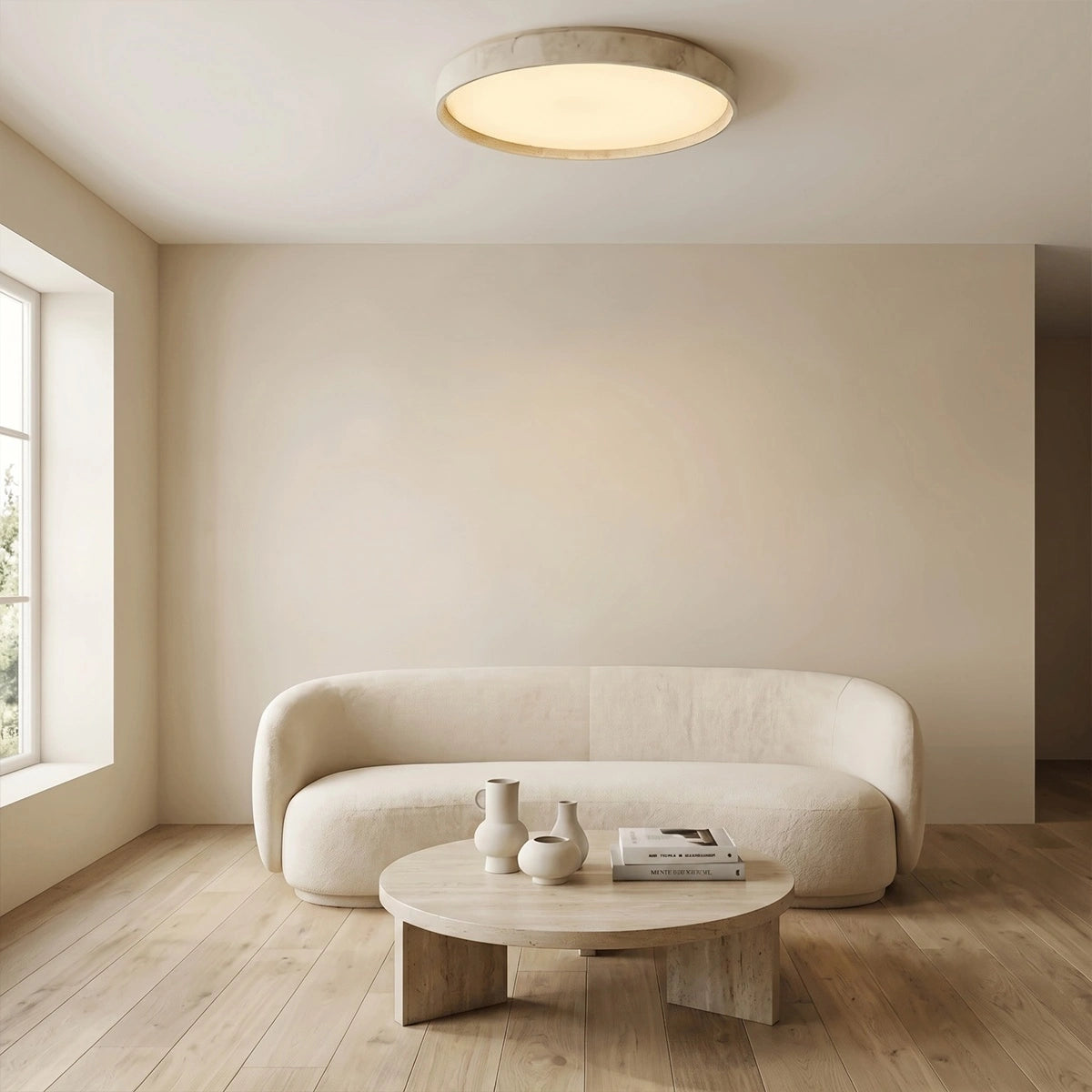 Antizer Modern Minimalist Round Travertine Ceiling Light