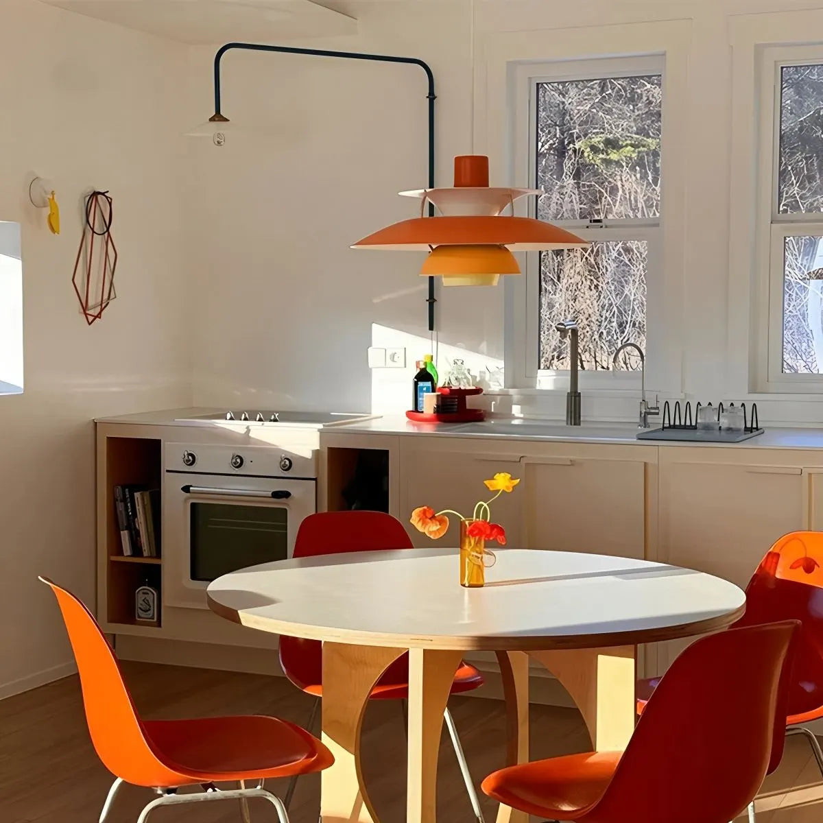 Red nordic multi pendant light