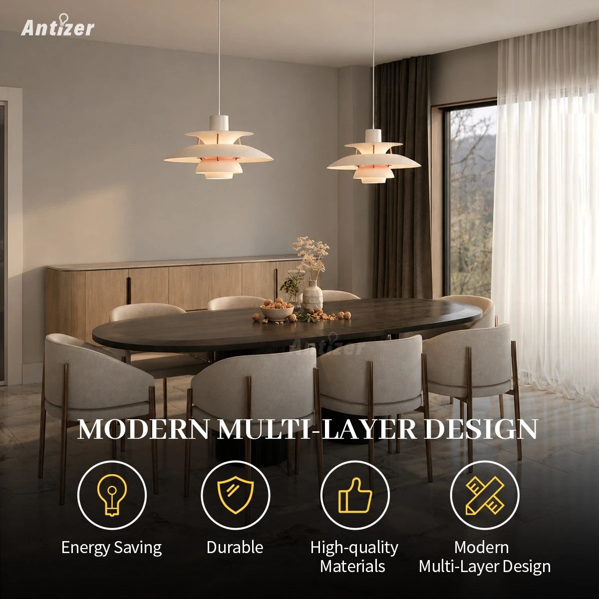 Antizer Modern Nordic Style Multi-layer Hanging Pendant Light
