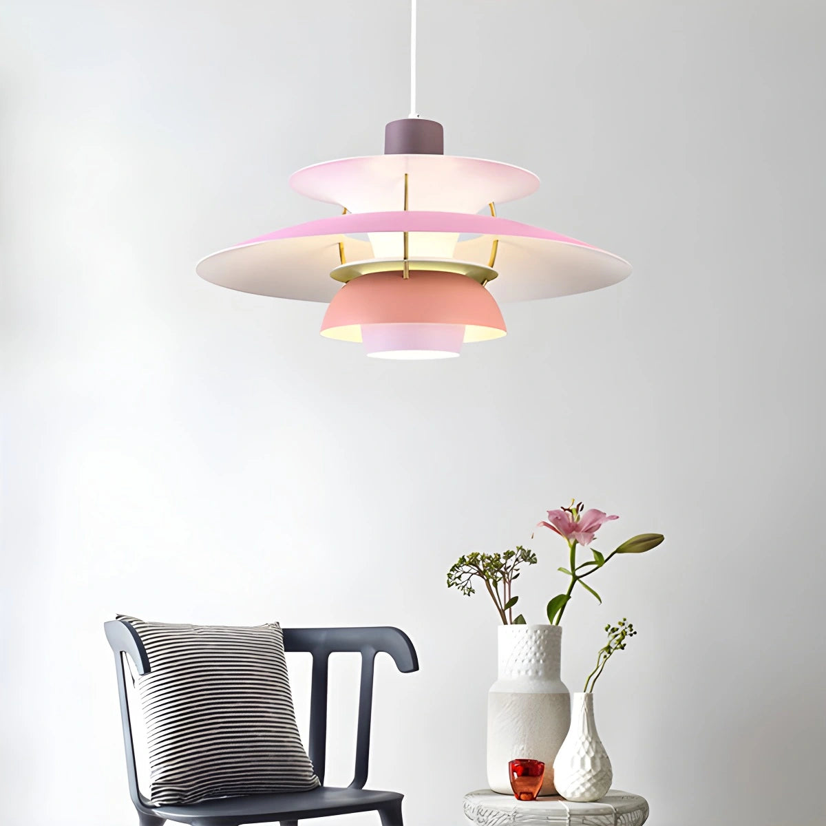 Pink Nordic multi pendant light