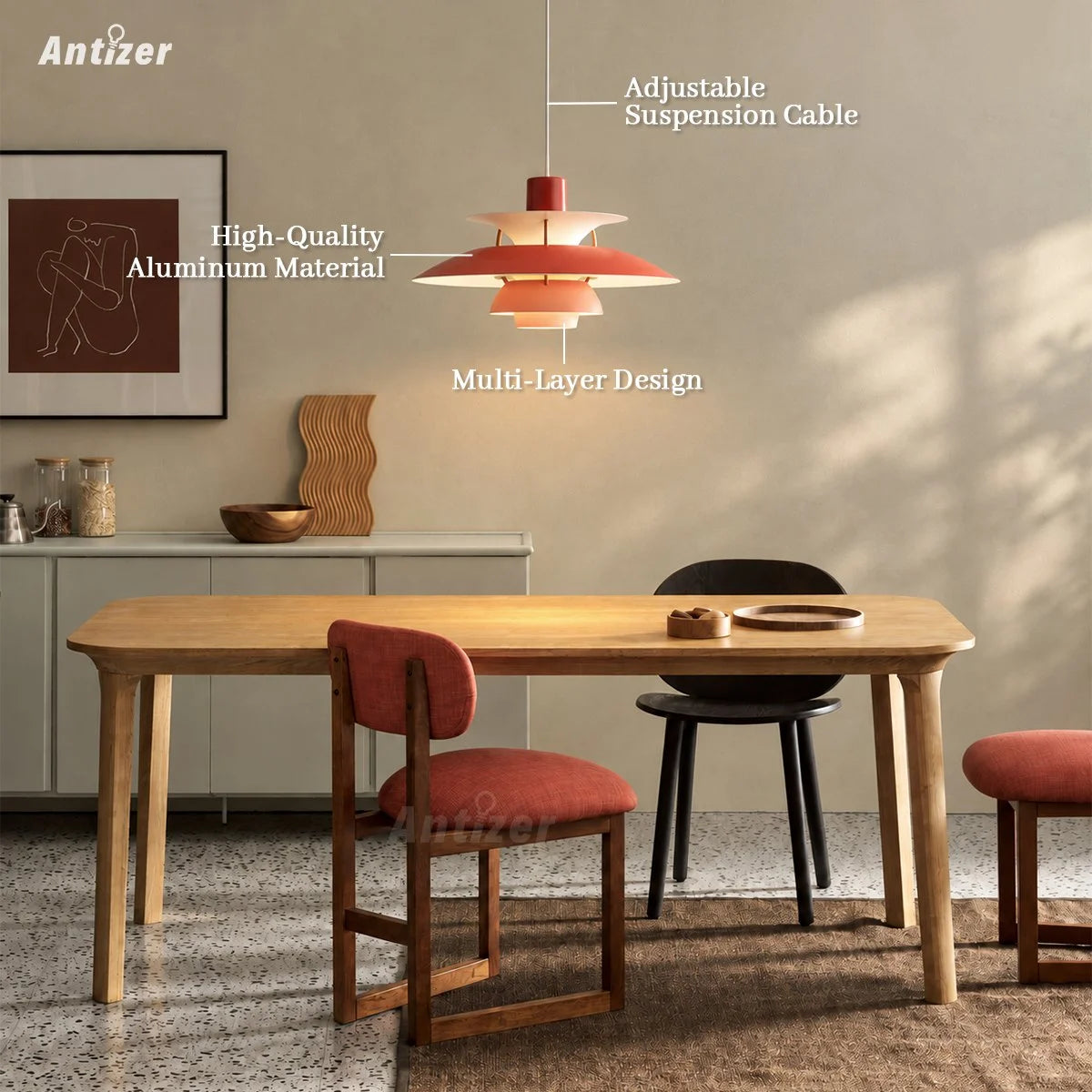 Antizer Modern Nordic Style Multi-layer Hanging Pendant Light