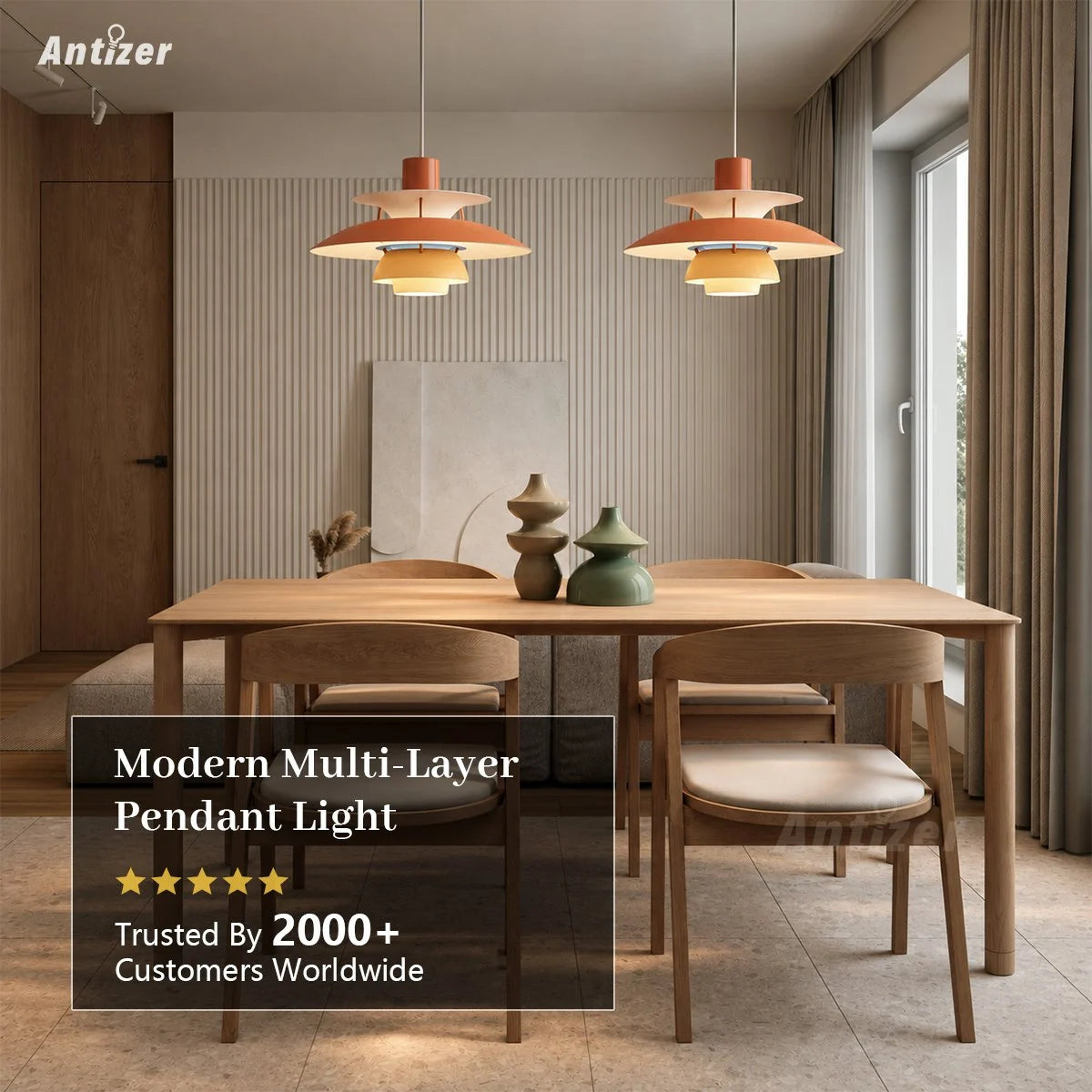 Antizer Modern Nordic Style Multi-layer Hanging Pendant Light