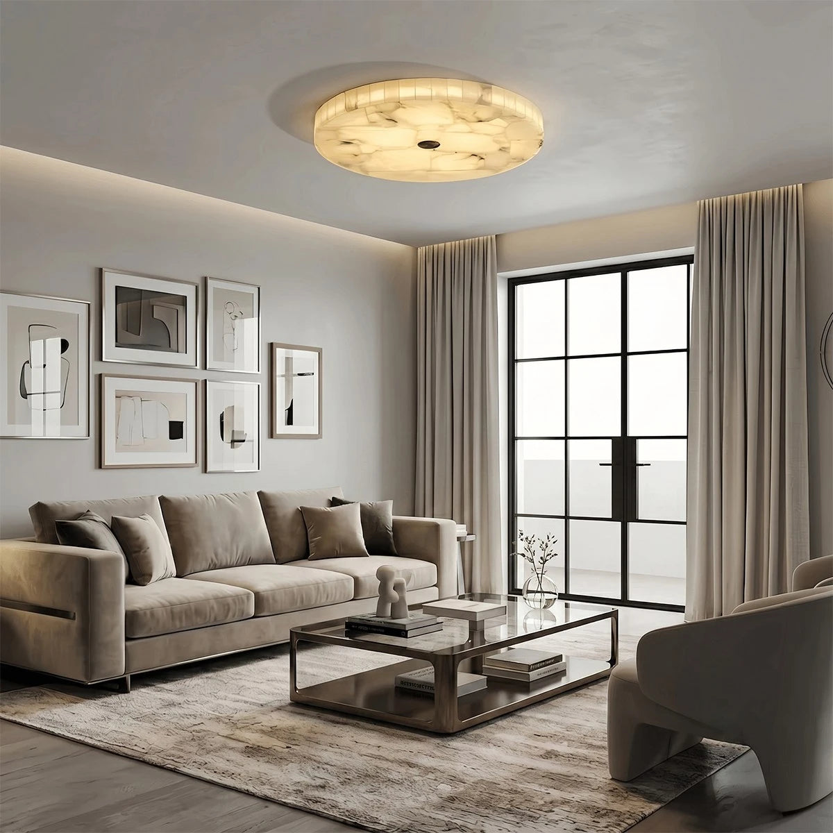 Antizer Modern Round Alabaster LED Ceiling Light