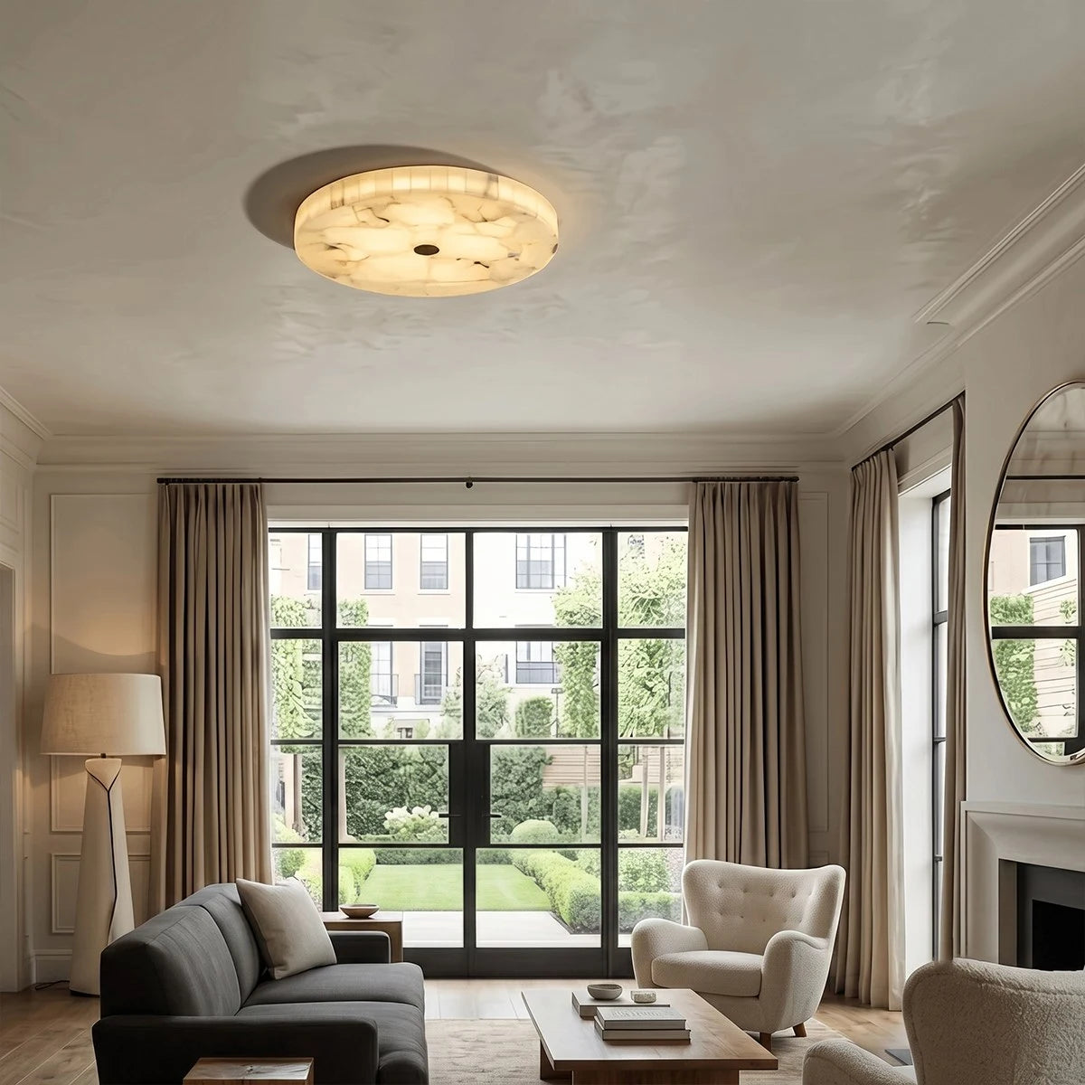 Antizer Modern Round Alabaster LED Ceiling Light