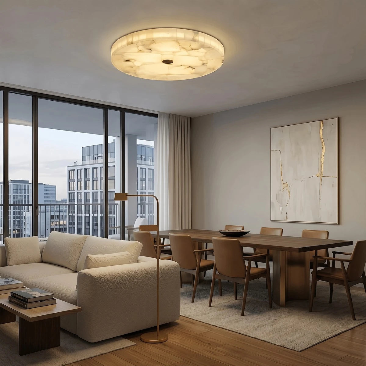 Antizer Modern Round Alabaster LED Ceiling Light