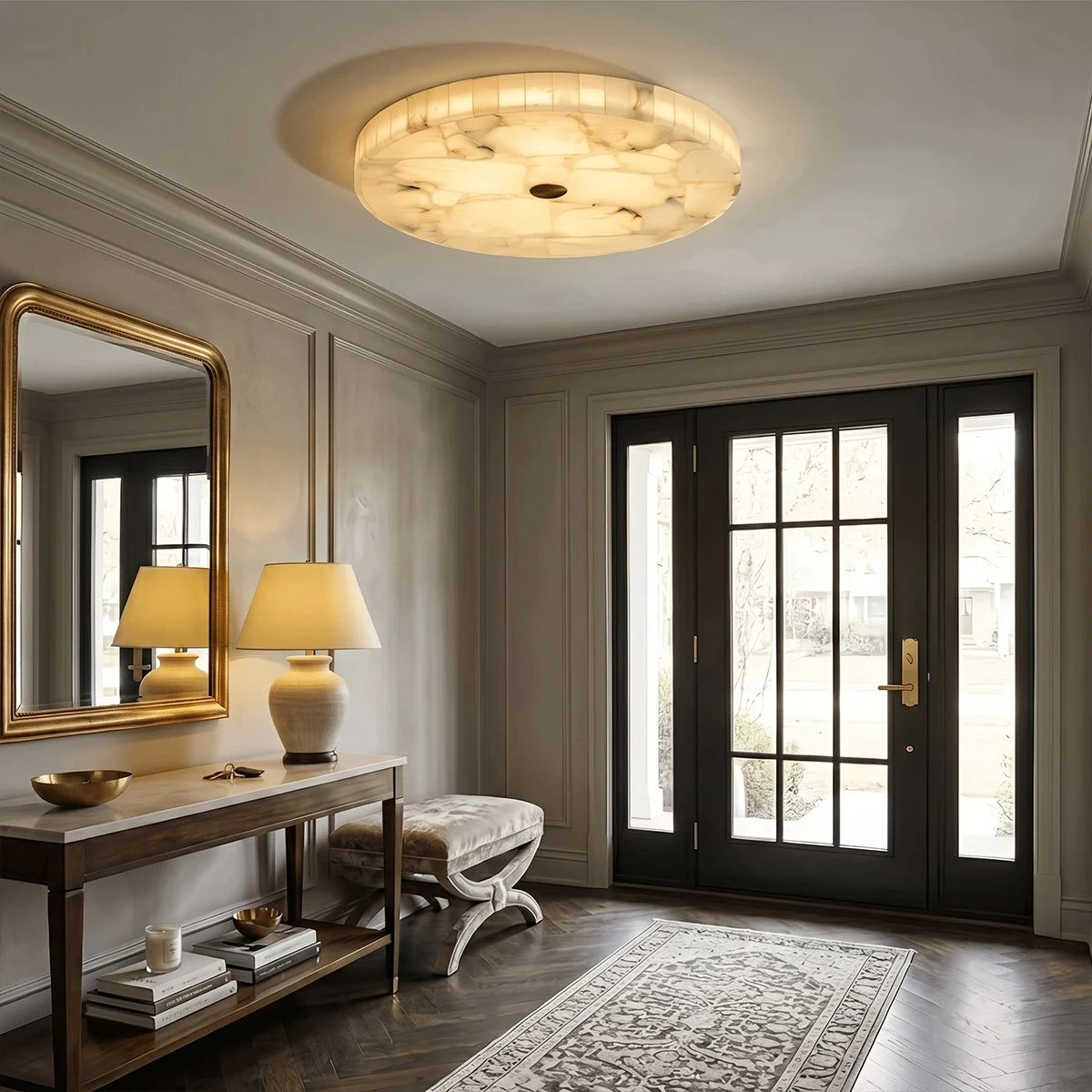 Antizer Modern Round Alabaster LED Ceiling Light