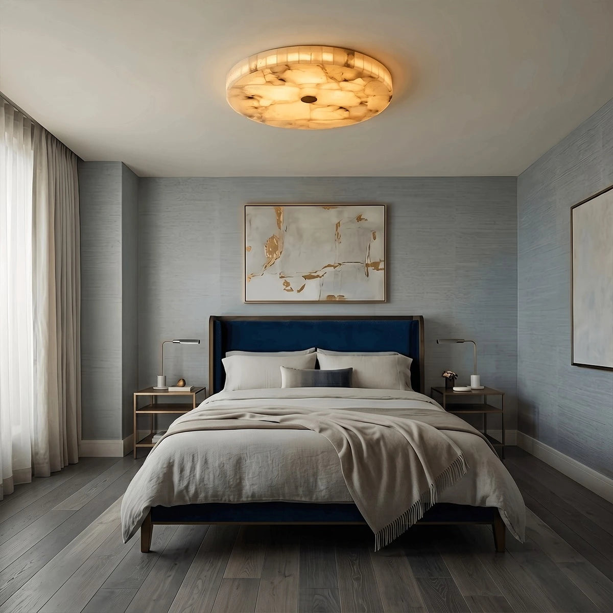 Antizer Modern Round Alabaster LED Ceiling Light
