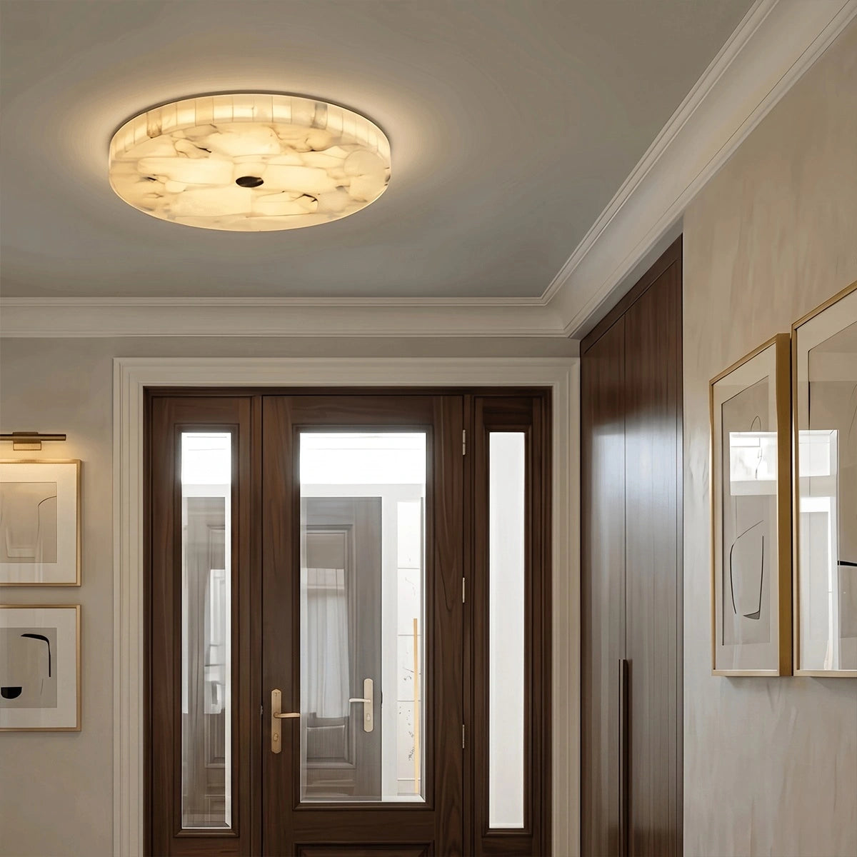 Antizer Modern Round Alabaster LED Ceiling Light