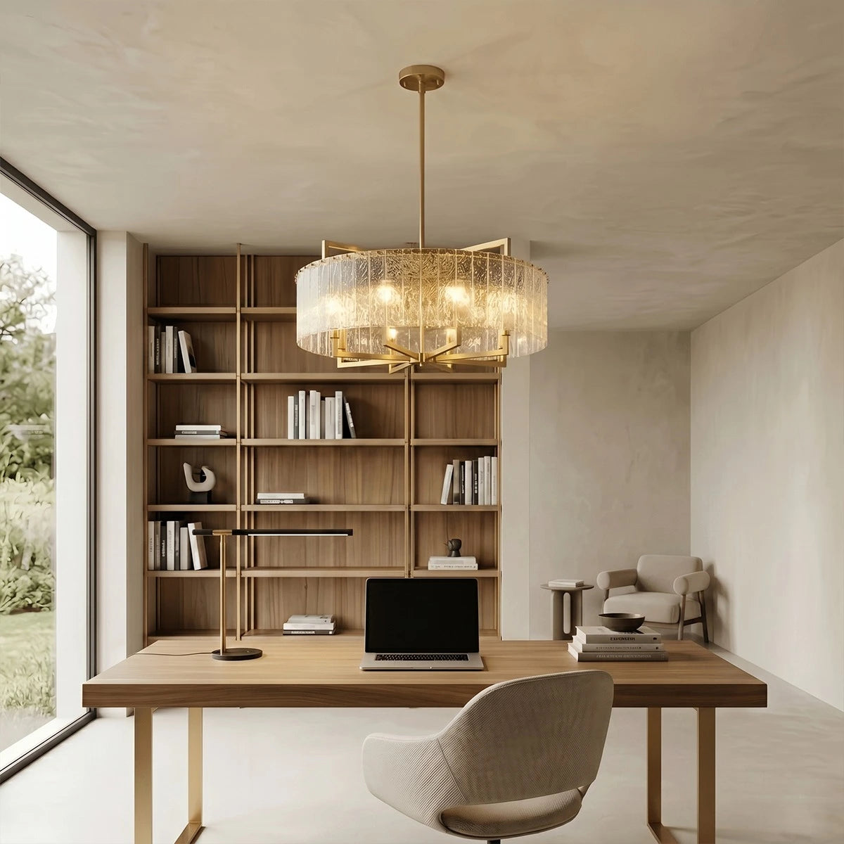 Antizer Modern Textured Glass Round Chandelier