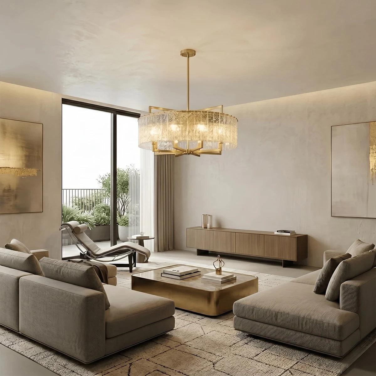 Antizer Modern Textured Glass Round Chandelier