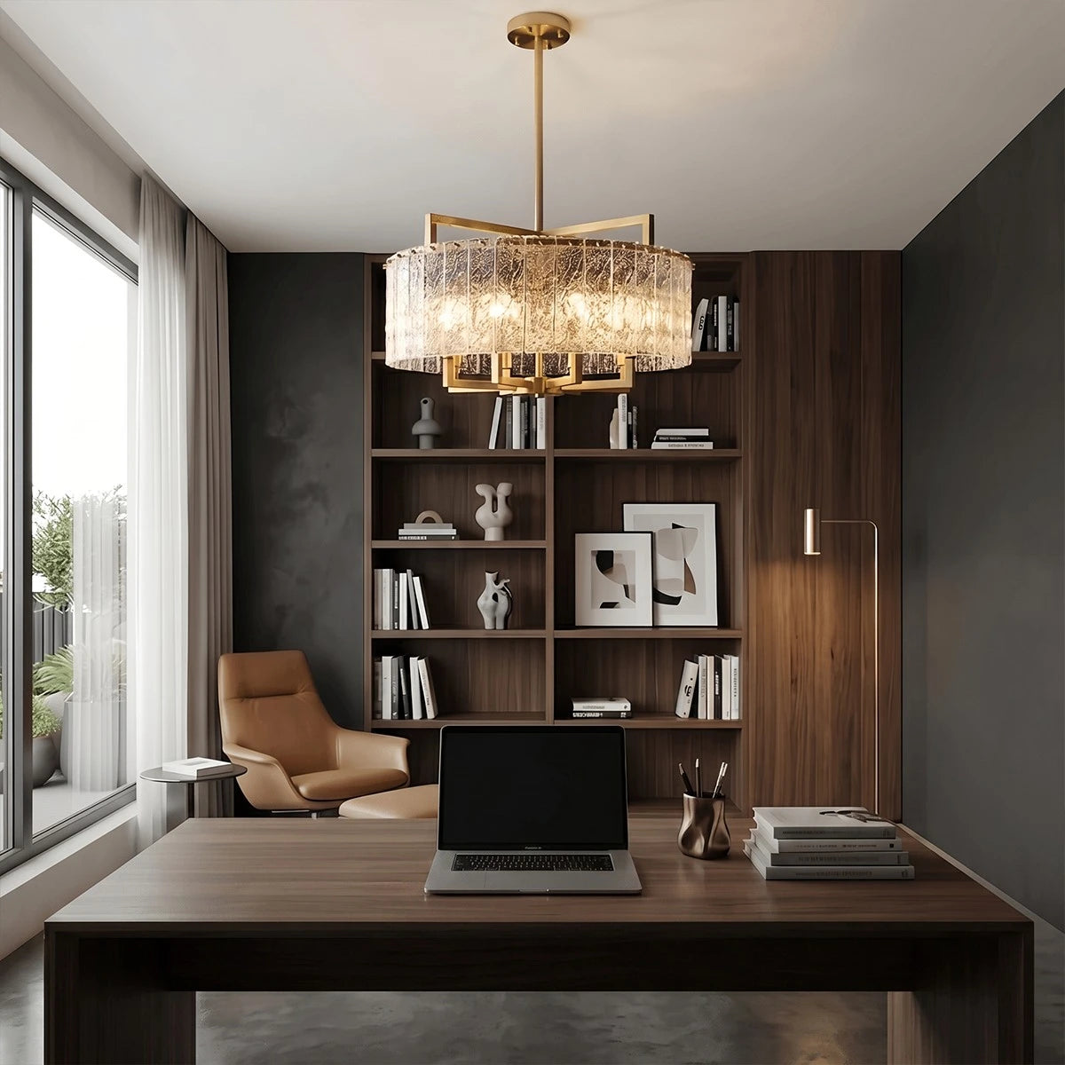 Antizer Modern Textured Glass Round Chandelier