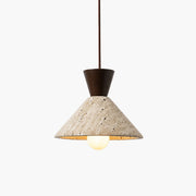 Antizer Modern Travertine & Walnut Wood Conical Pendant Light