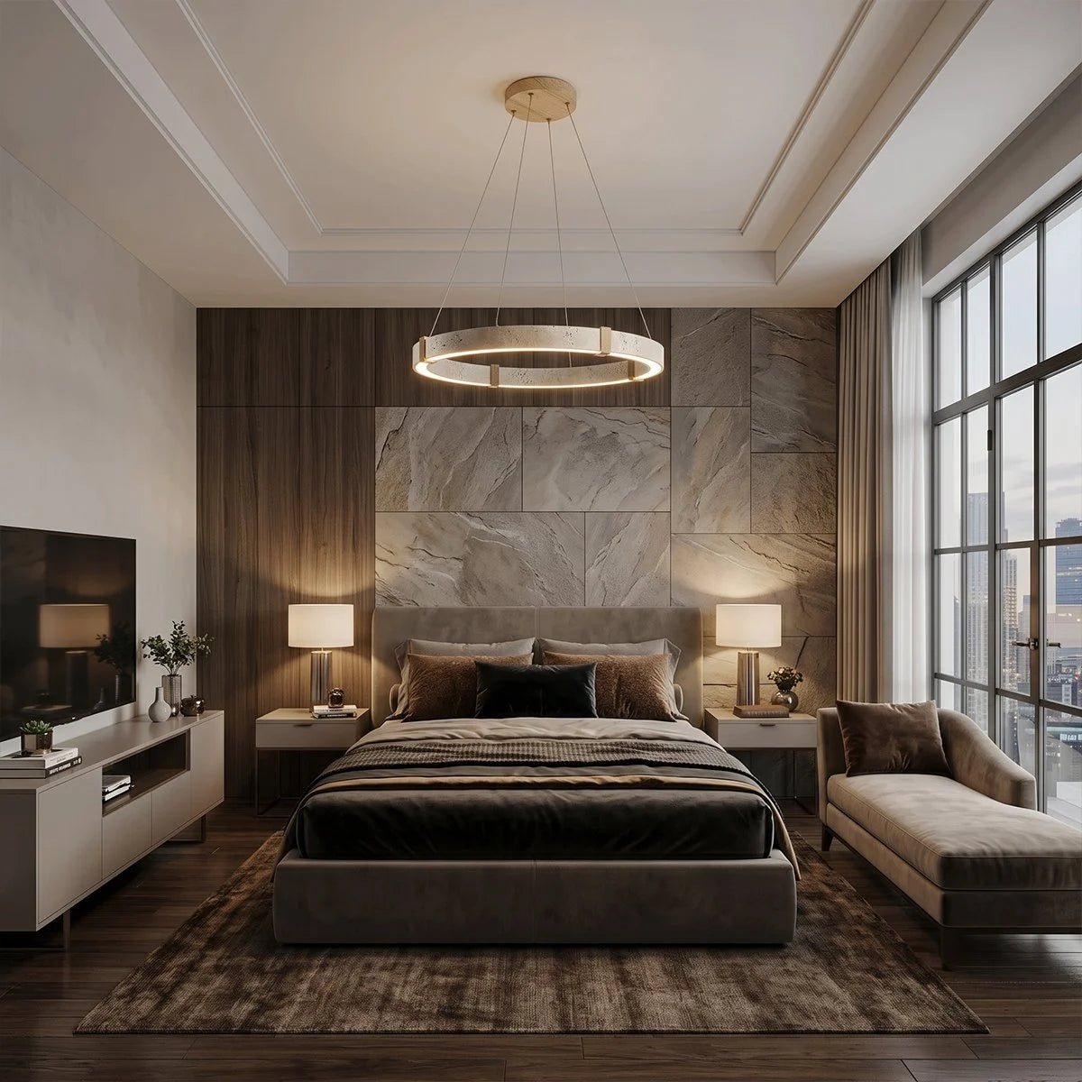 Antizer Modern Yellow Travertine Chandelier