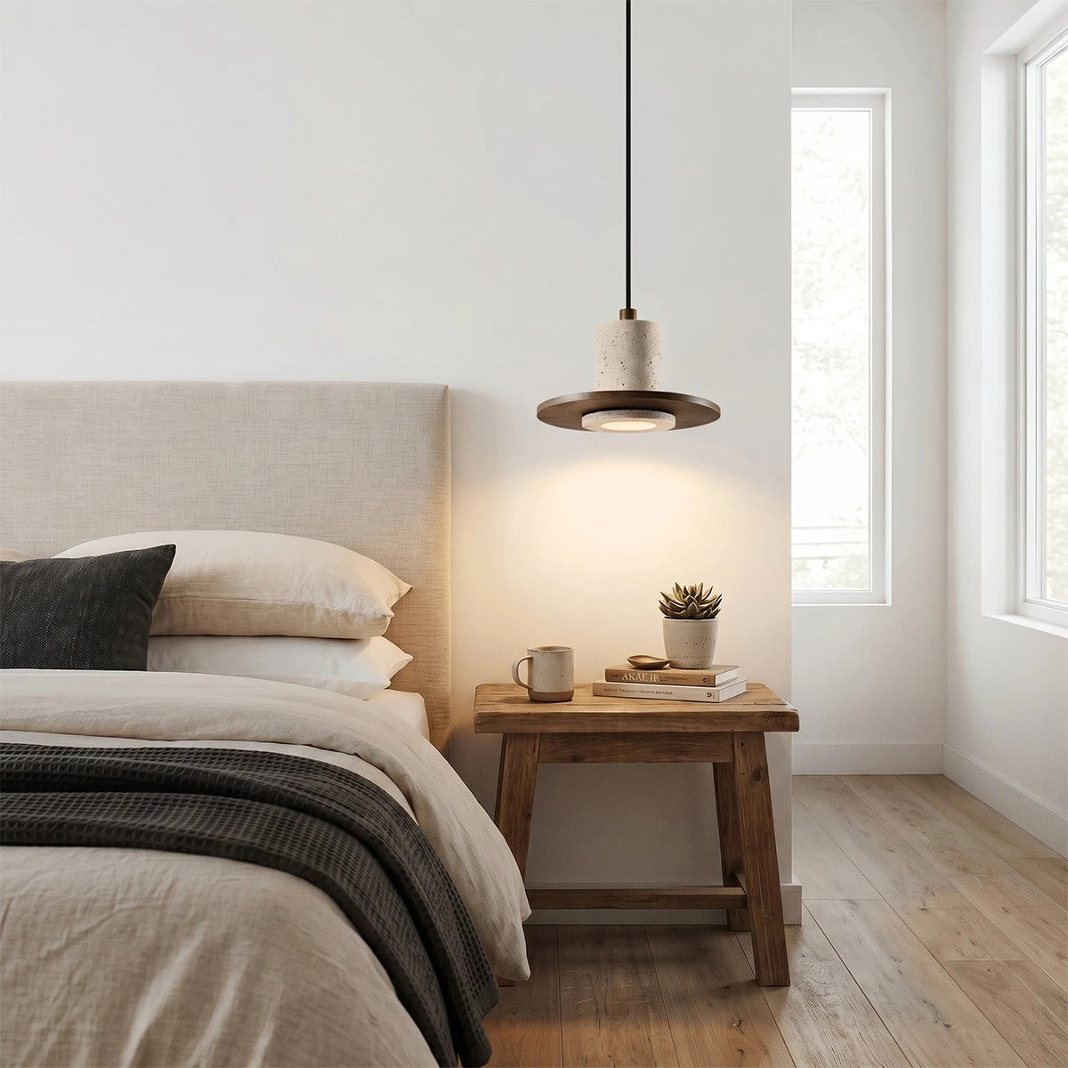 Antizer Natural Travertine Pendant Light