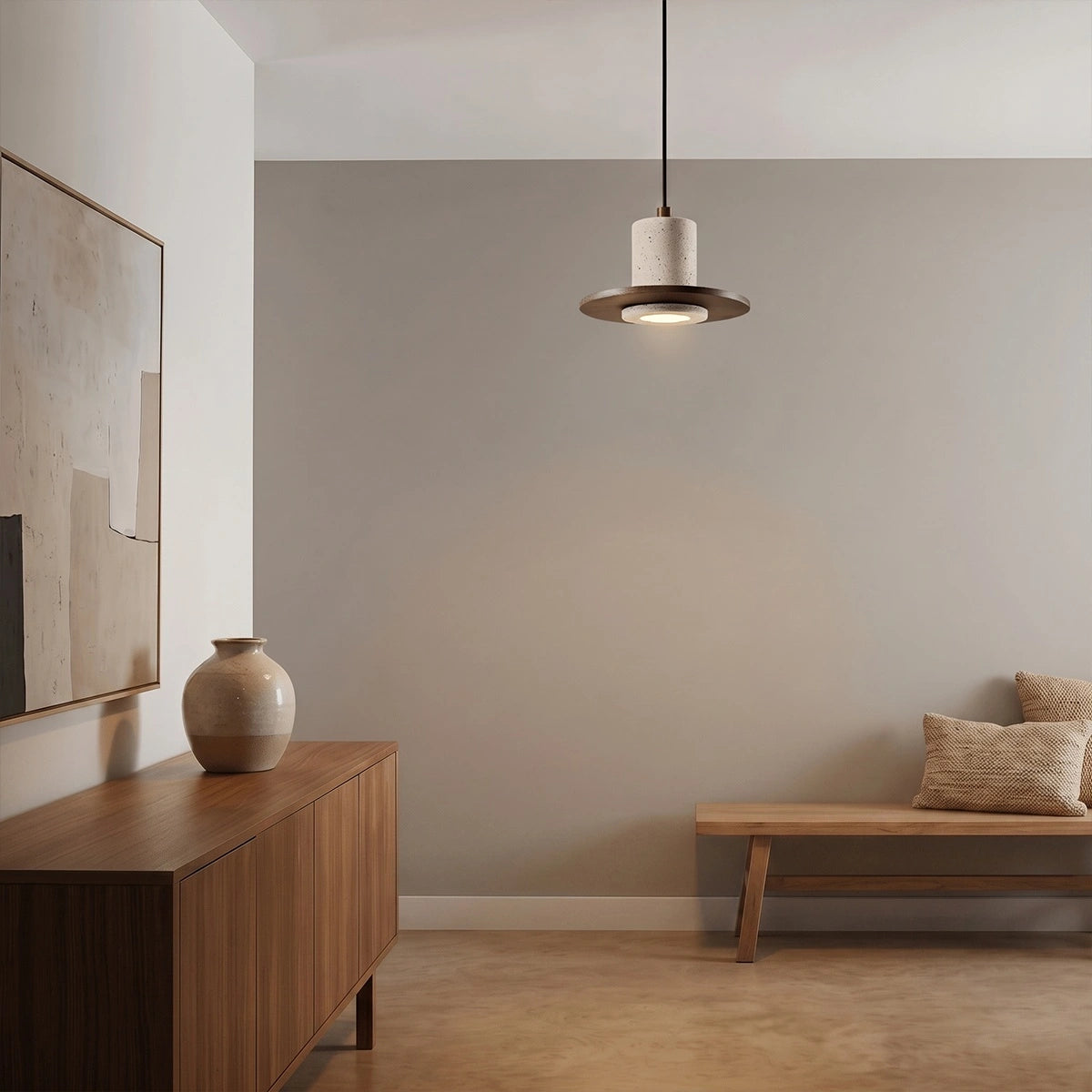 Antizer Natural Travertine Pendant Light