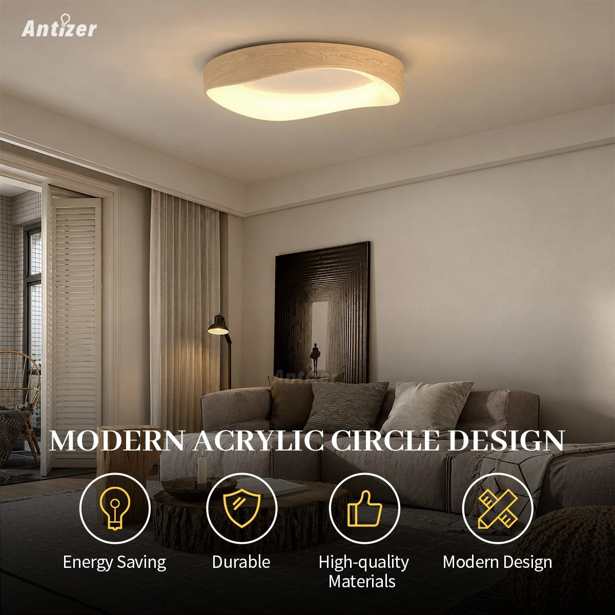 Antizer Nordic Acrylic Circle Ceiling Light for Bedroom
