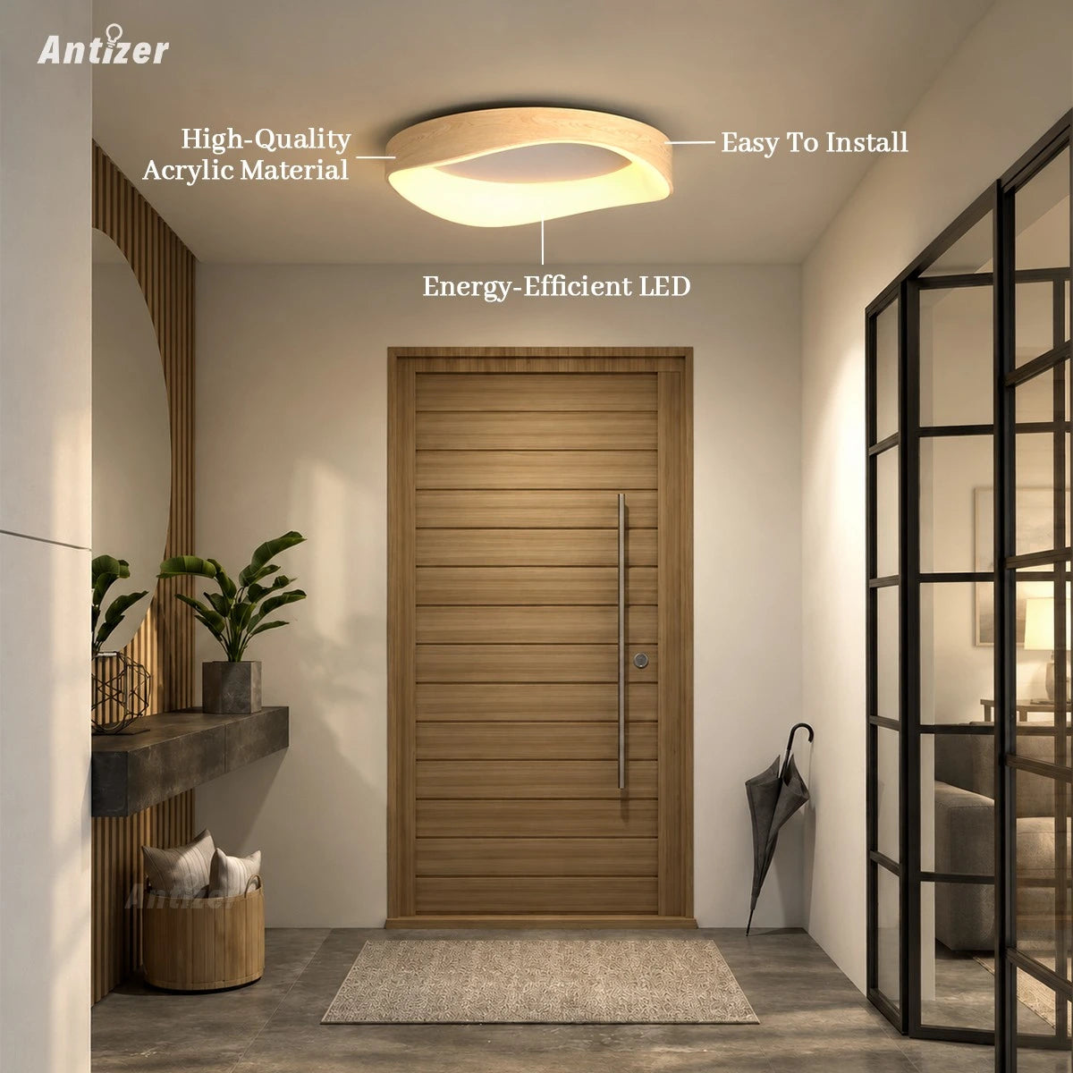 Antizer Nordic Acrylic Circle Ceiling Light for Bedroom