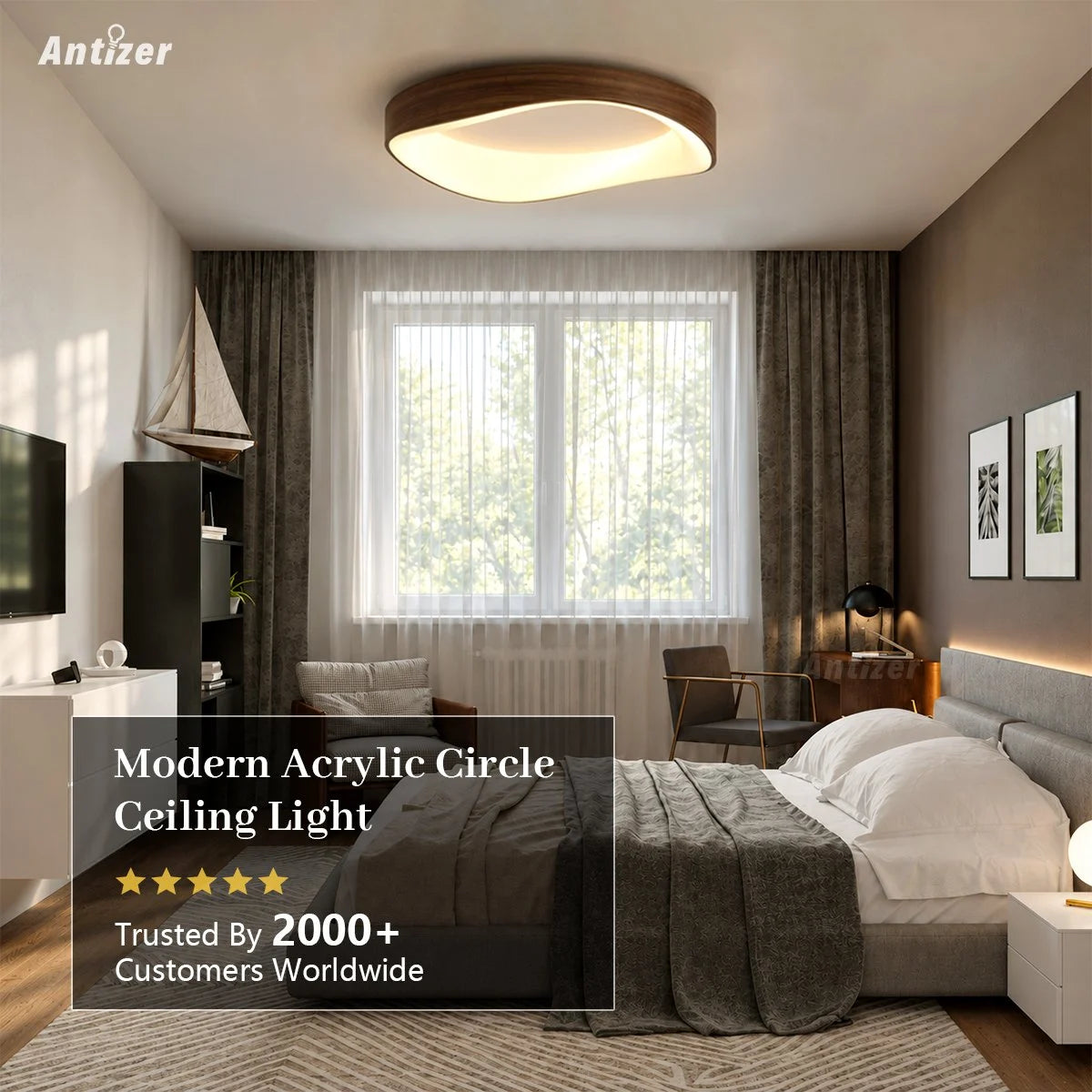 Antizer Nordic Acrylic Circle Ceiling Light for Bedroom