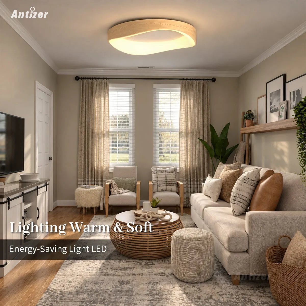Antizer Nordic Acrylic Circle Ceiling Light for Bedroom