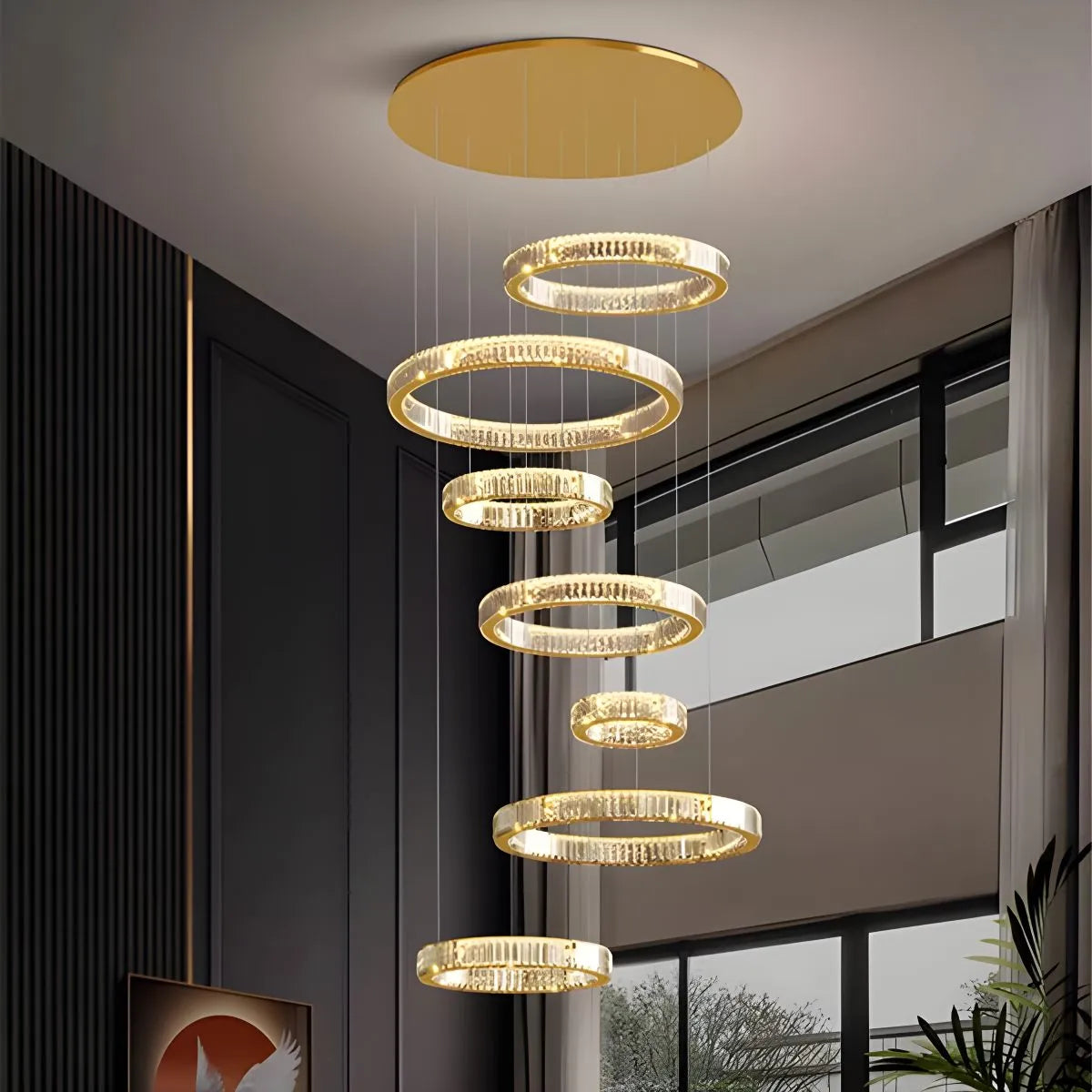 Antizer Nordic Circular Villa Crystal Chandelier Infinite Dimming