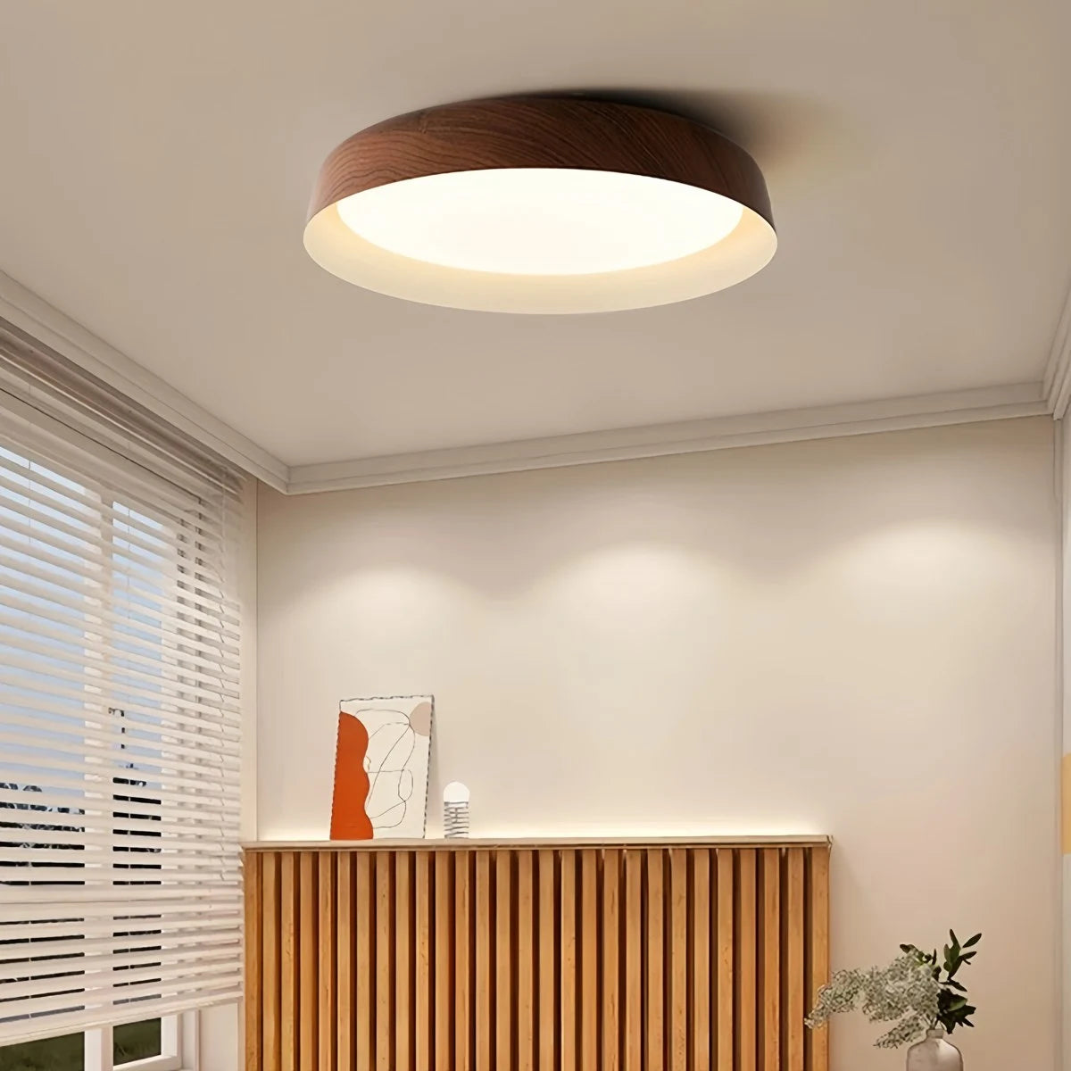 Antizer Nordic LED Alloy Ceiling Light for Bedroom Walnut +White
