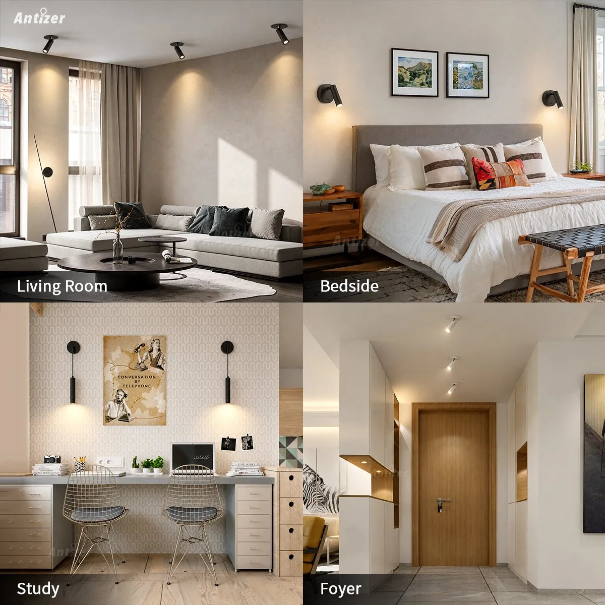 Antizer Nordic Minimalist Bedroom Sconce & Spotlight