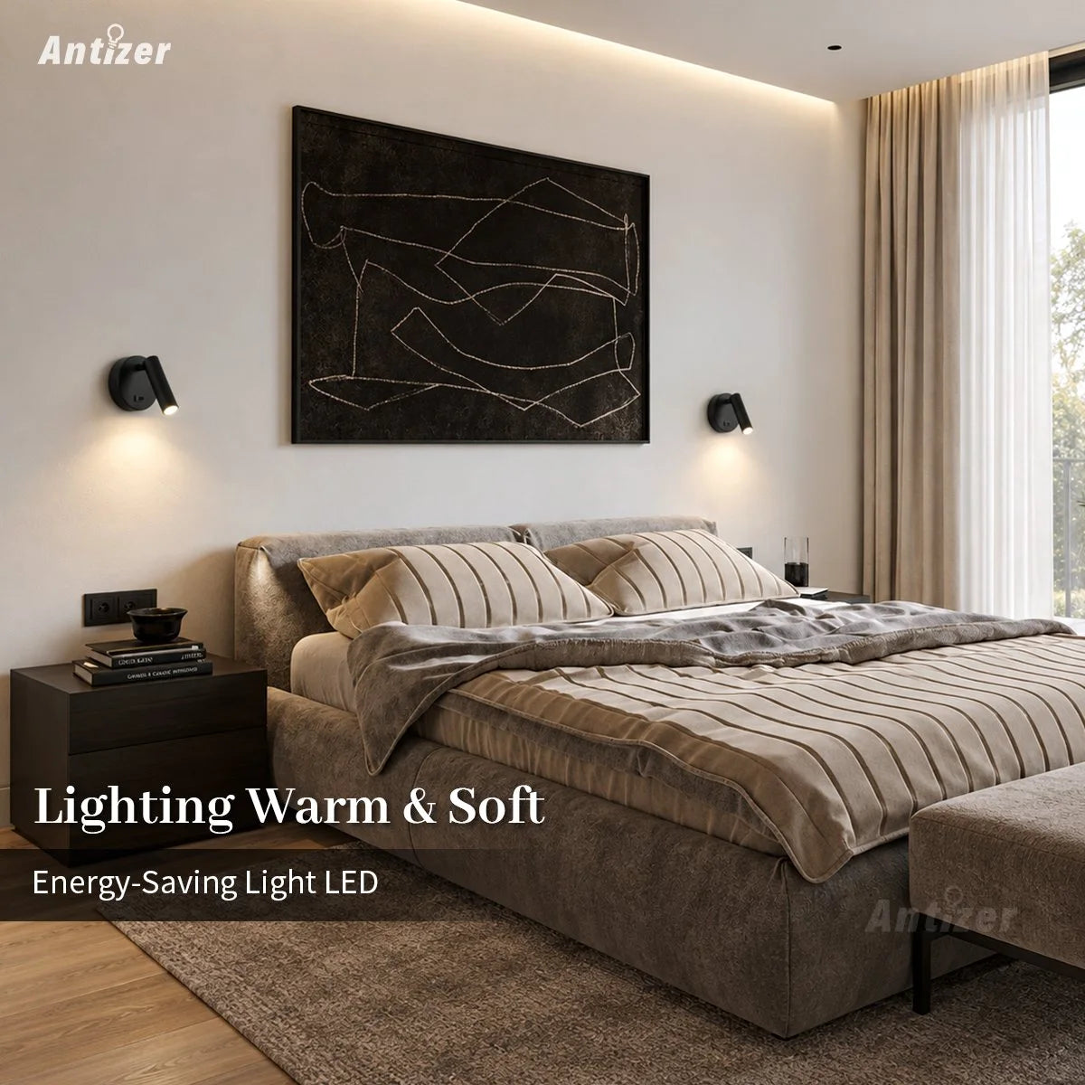 Antizer Nordic Minimalist Bedroom Sconce & Spotlight