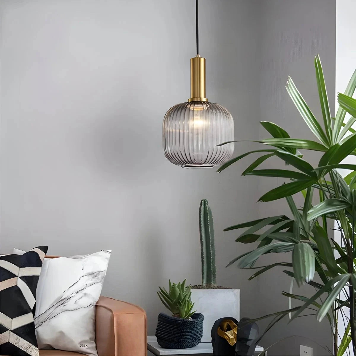 Antizer Nordic Vintage Glass Striped Pendant Light