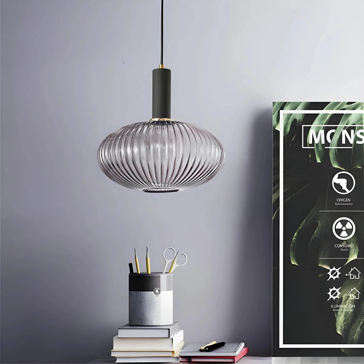 Antizer Nordic Vintage Glass Striped Pendant Light