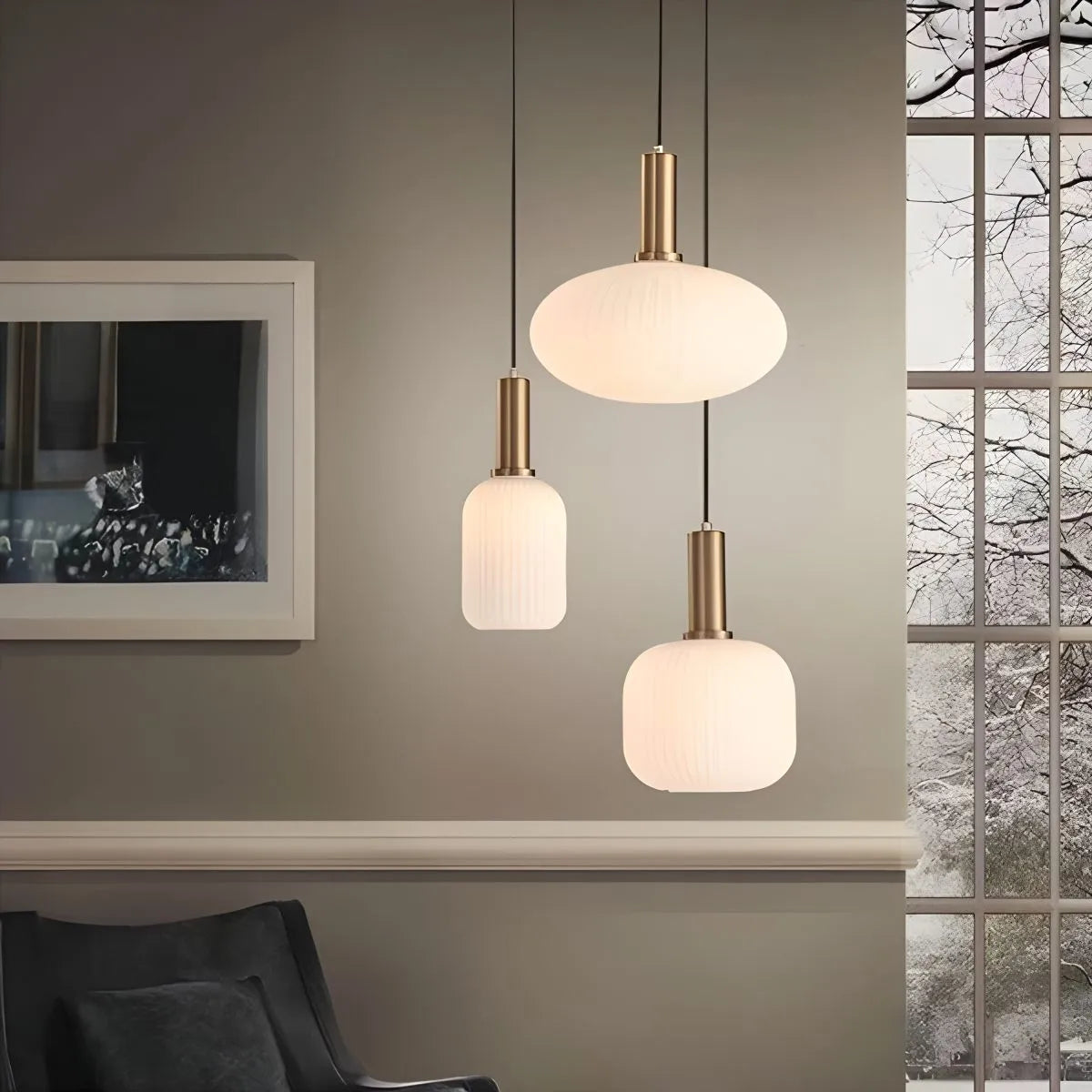Antizer Nordic Vintage Glass Striped Pendant Light