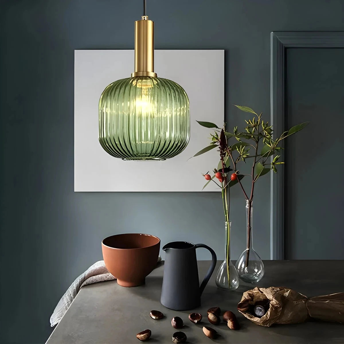 Antizer Nordic Vintage Glass Striped Pendant Light