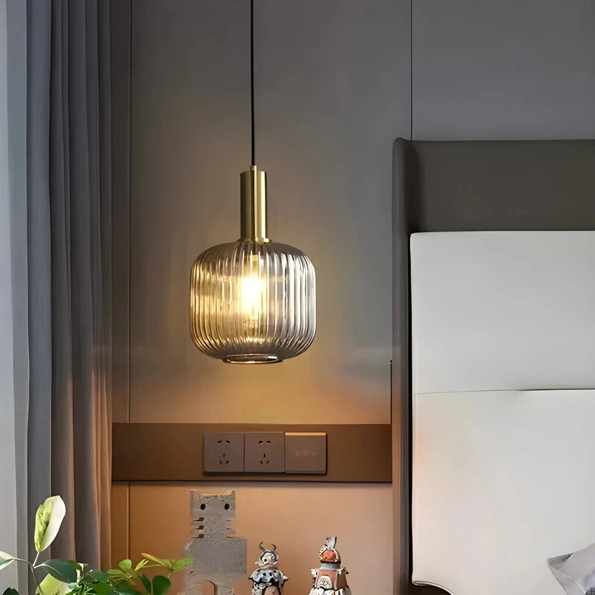 Antizer Nordic Vintage Glass Striped Pendant Light