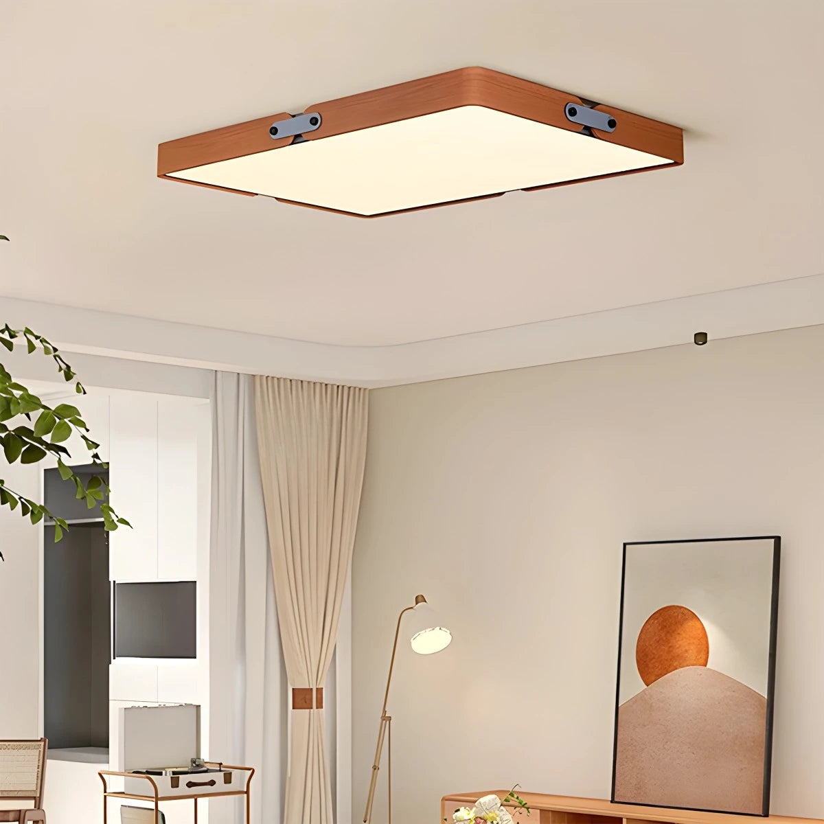 Antizer Nordic Wood Ceiling Light for Bedroom Walnut Rectangle 90cm / 35.43"