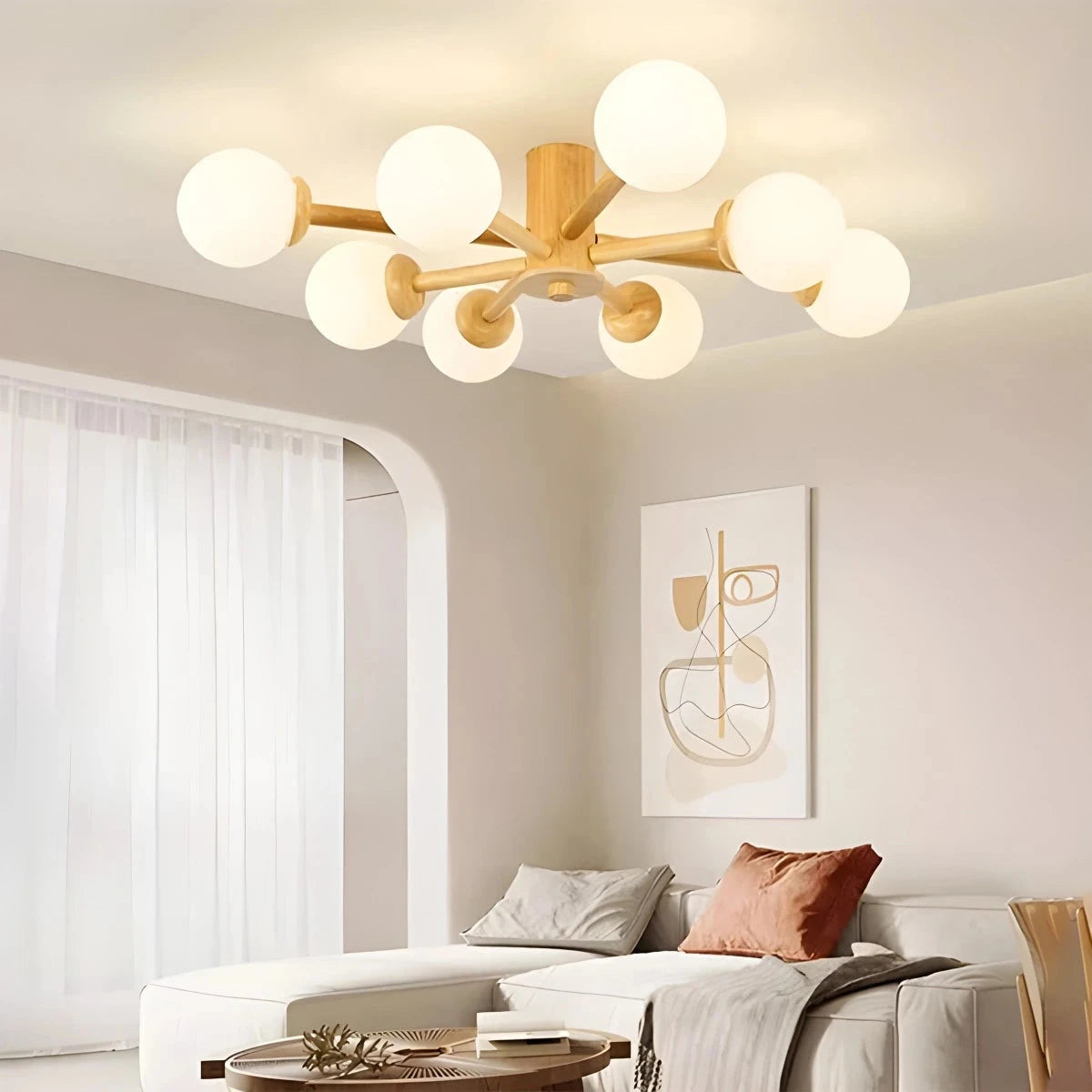 Antizer Nordic Wooden Dining Room Ceiling Light Log Color-8