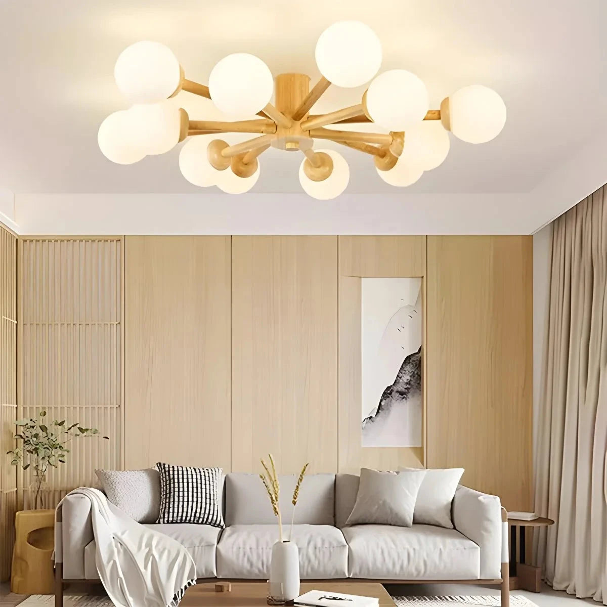Antizer Nordic Wooden Dining Room Ceiling Light Log Color-12