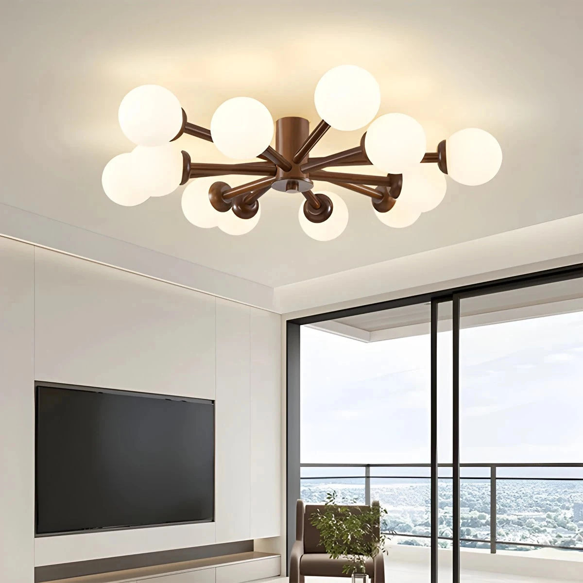 Antizer Nordic Wooden Dining Room Ceiling Light Walnut Color-12