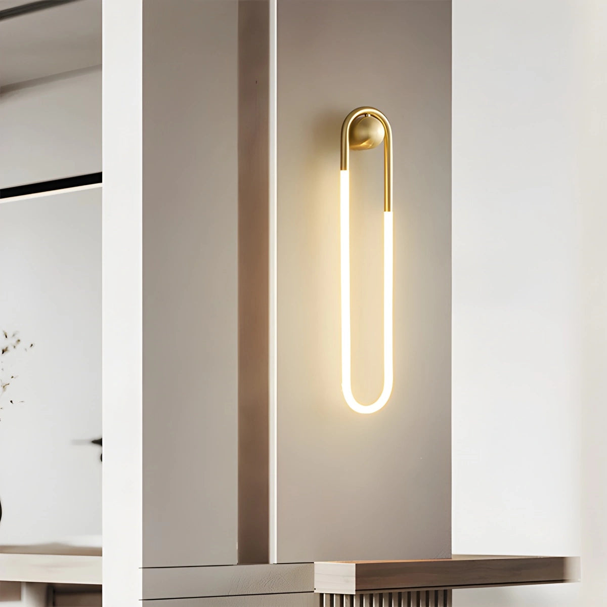 Antizer Oval Brass Wall Sconce for Living Room Gold Dia 14cm x H 75cm / ∅ 5.51″x H 29.53" Dimmable With Remote