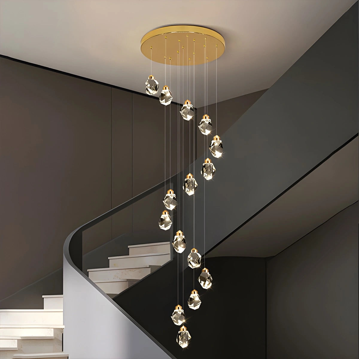Antizer Rock Crystal Rain Chandelier for Living Room